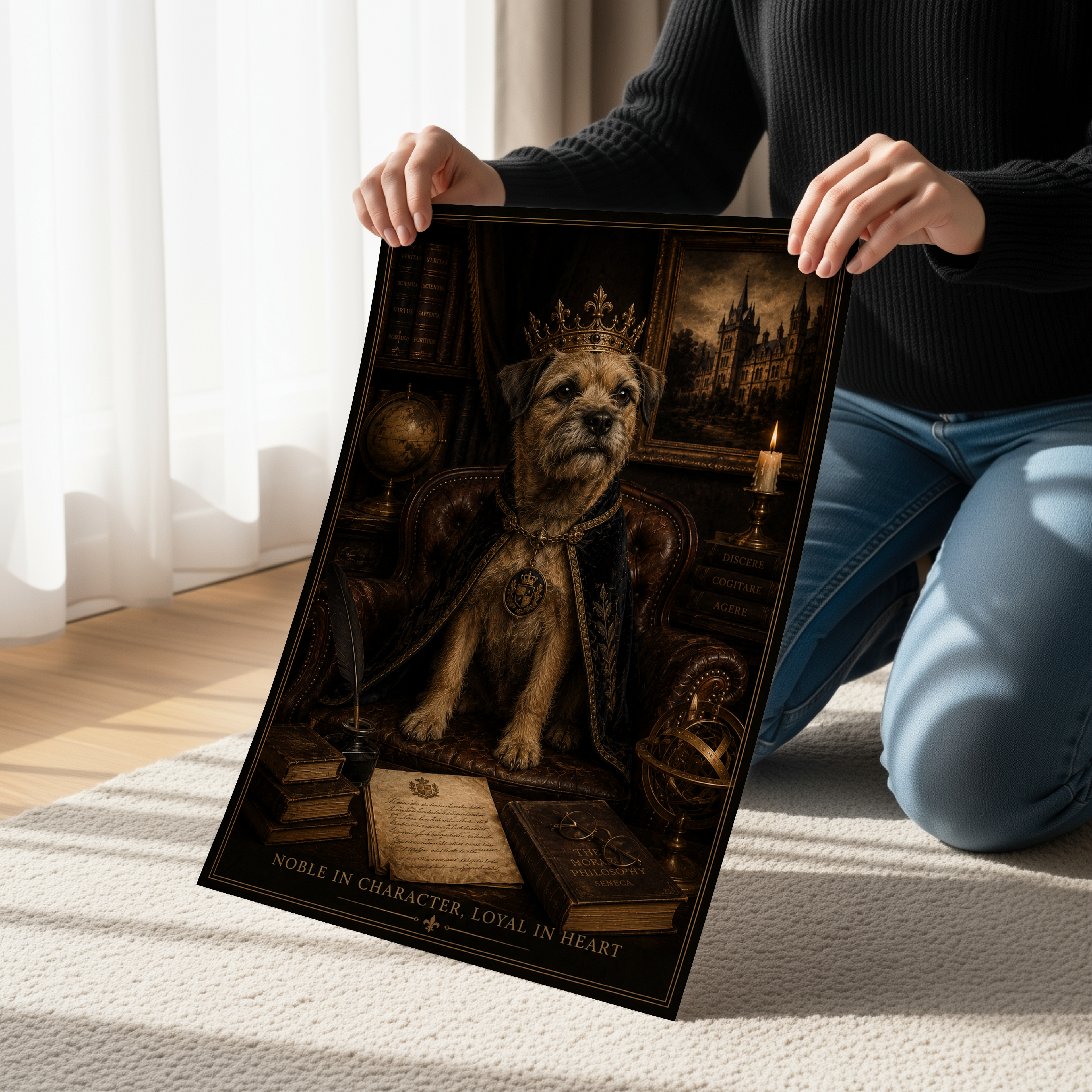 Border Terrier Dark Academia Poster & Canvas | Gothic Dog Wall Art