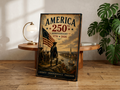 America 250th Anniversary Poster, 1776 2026 Patriotic Wall Art, Revolutionary War Americana Decor, America 250 Print, Semiquincentennial Artwork