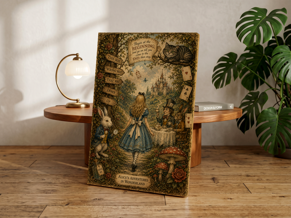 Vintage Alice in Wonderland Poster | Storybook Fairytale Wall Art Canvas Print