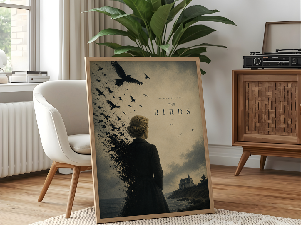 The Birds Inspired Poster | Hitchcock Coastal Horror Wall Art Print