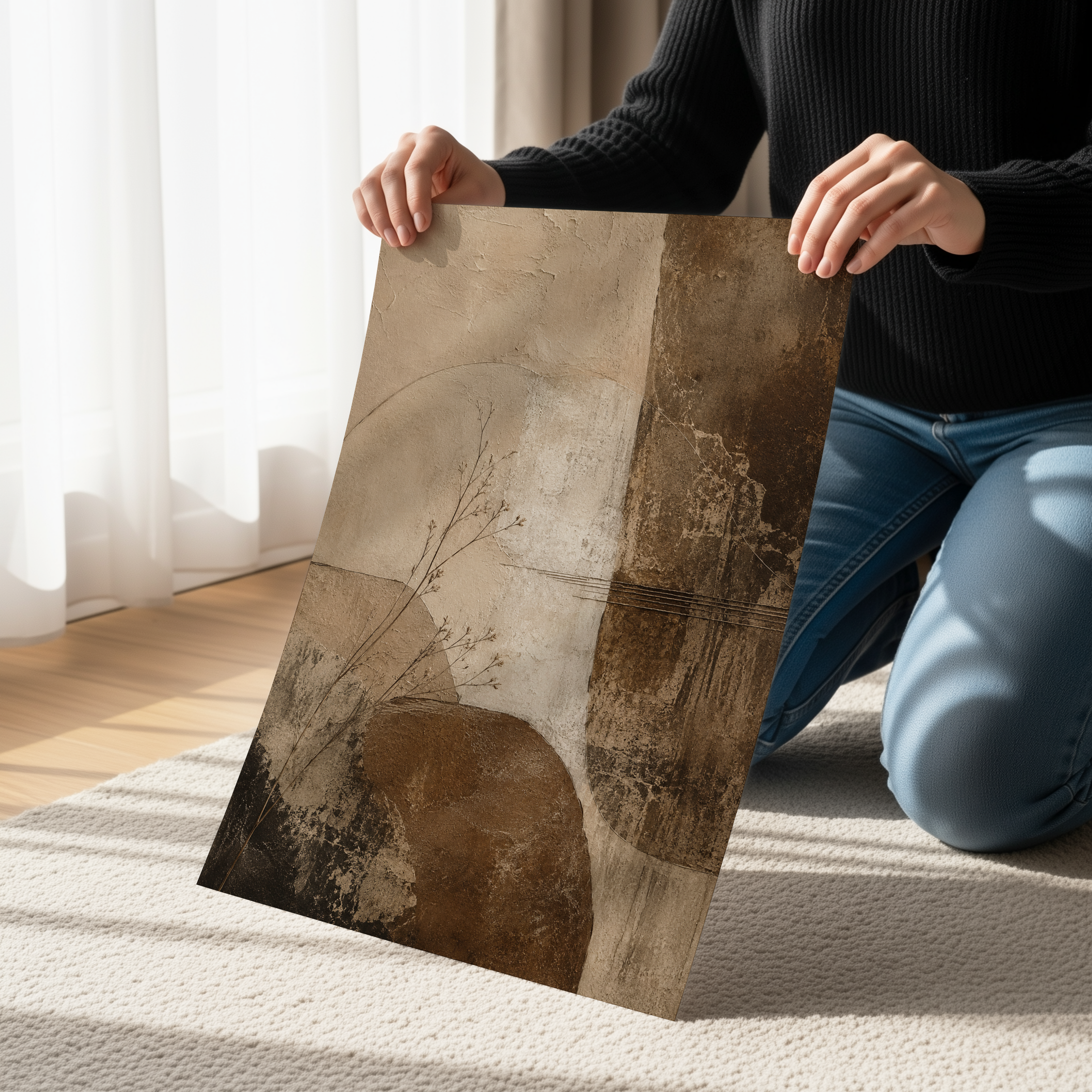 Wabi Sabi Abstract Wall Art | Minimalist Neutral Textured Canvas Print