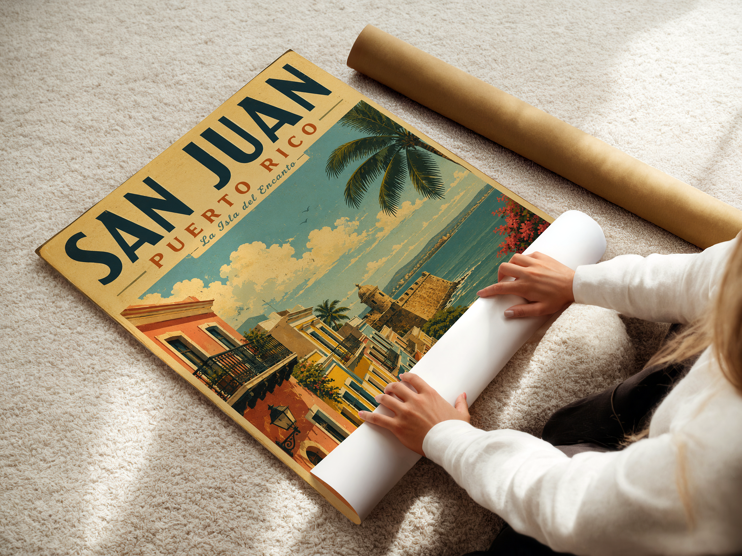 San Juan Puerto Rico Travel Poster | Vintage Caribbean Wall Art Canvas Print