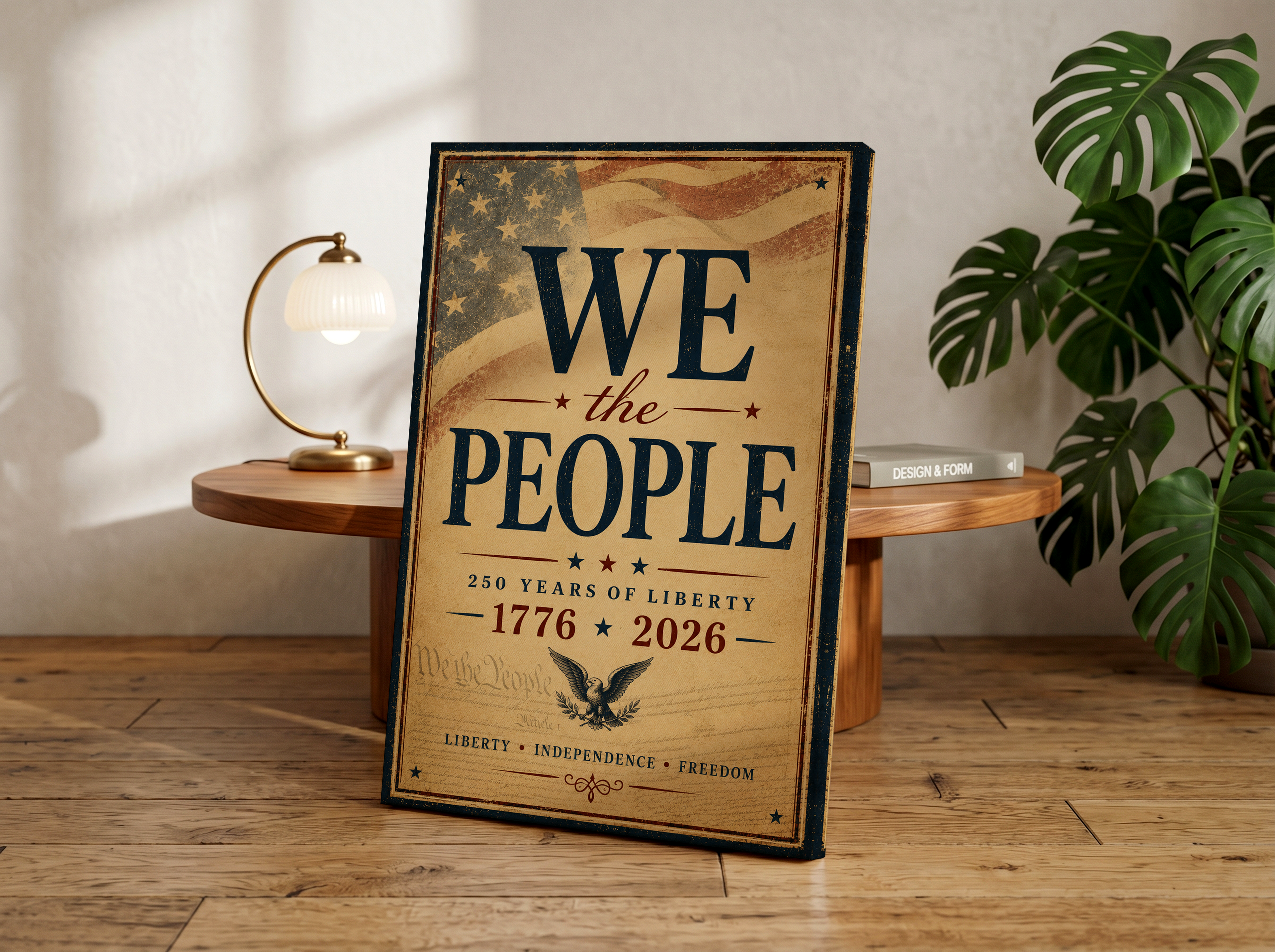 We The People Vintage Patriotic Poster, 250 Years of Liberty Wall Art, Americana Decor, Constitutional Print, 1776 2026 Independence Artwork
