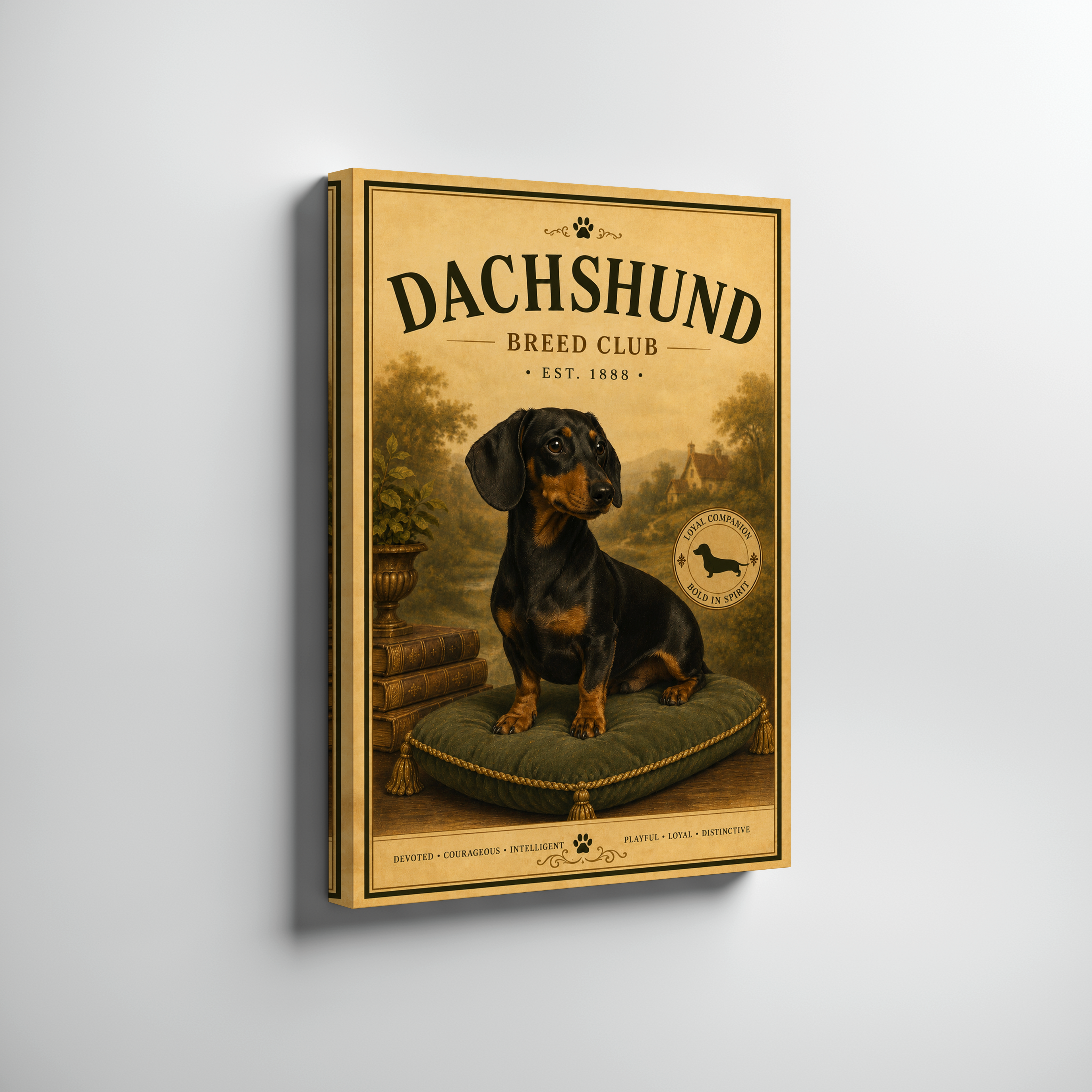 Vintage Dachshund Breed Club Poster or Canvas, Antique Wiener Dog Wall Art, Classic Sausage Dog Print, Rustic Victorian Pet Decor
