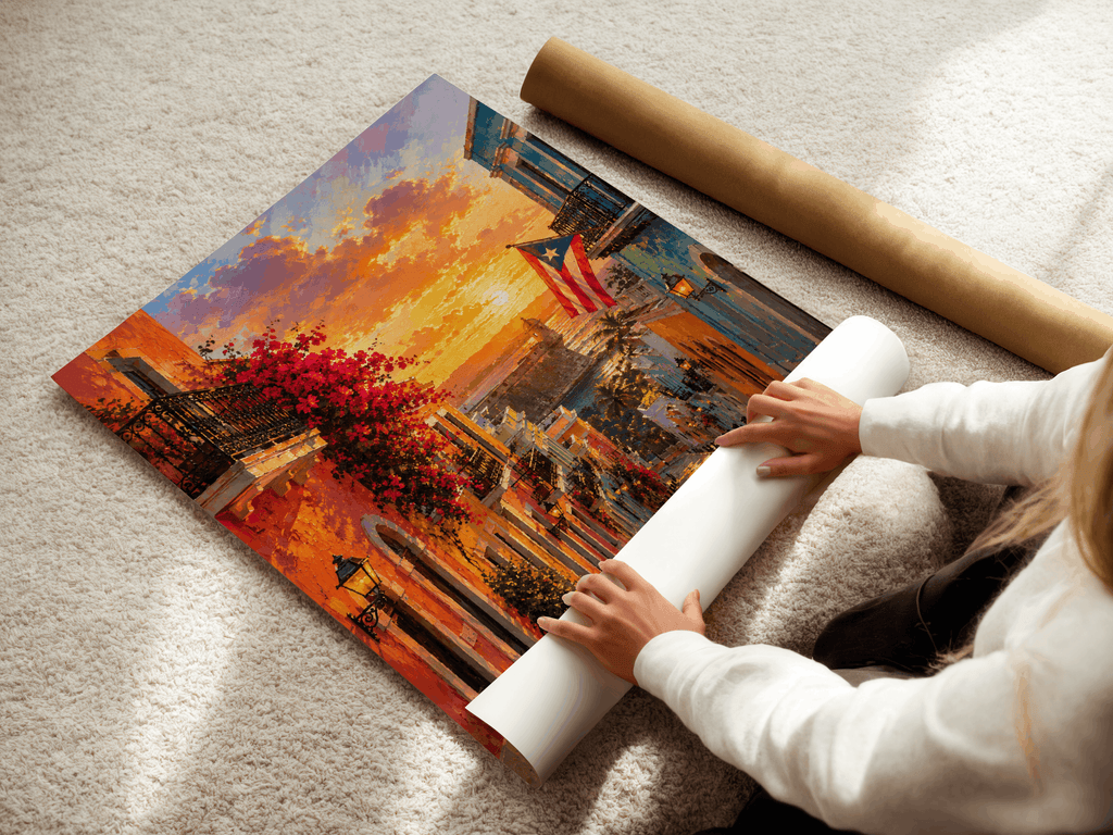 San Juan Puerto Rico Sunset Poster | Vibrant Caribbean Wall Art Canvas Print
