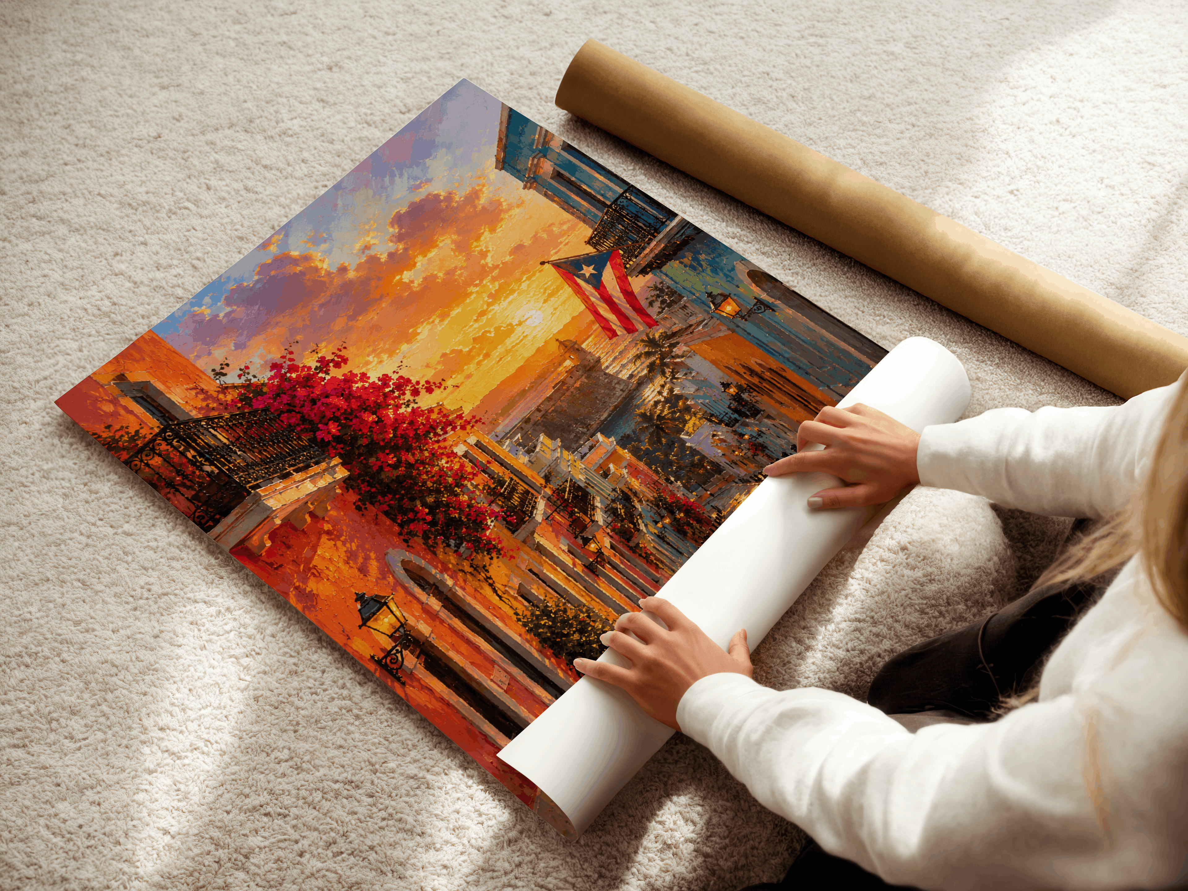 San Juan Puerto Rico Sunset Poster | Vibrant Caribbean Wall Art Canvas Print