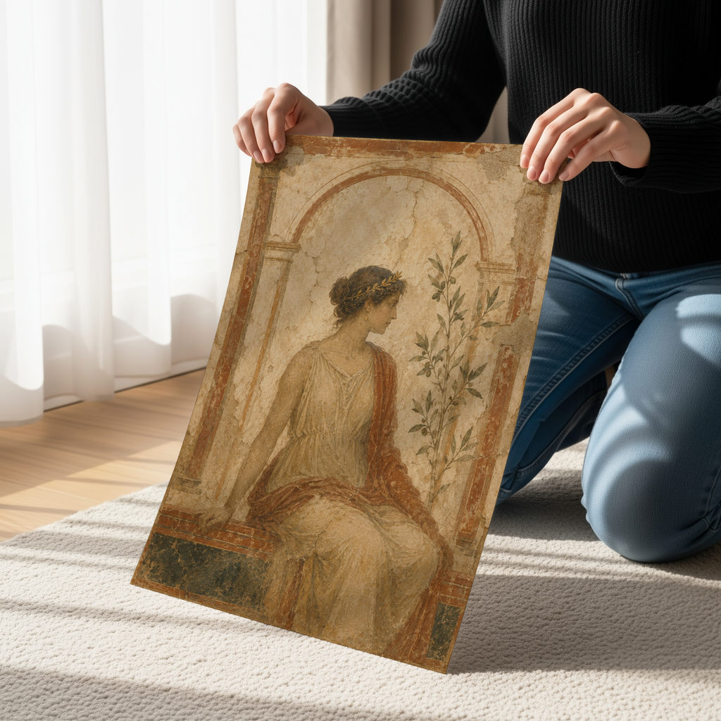 Ancient Roman Fresco Print | Minimal Classical Wall Art Canvas