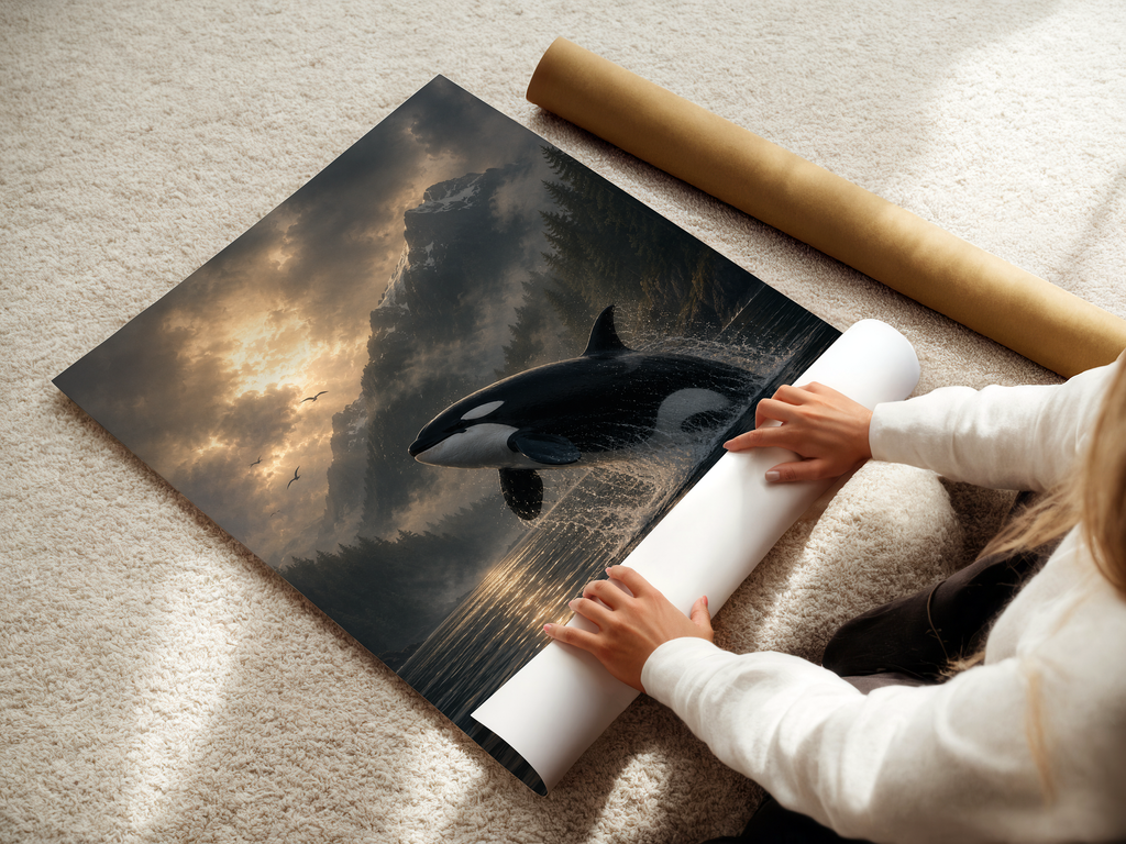 Orca Whale Wall Art Canvas Print | Majestic Killer Whale Ocean Wildlife Poster