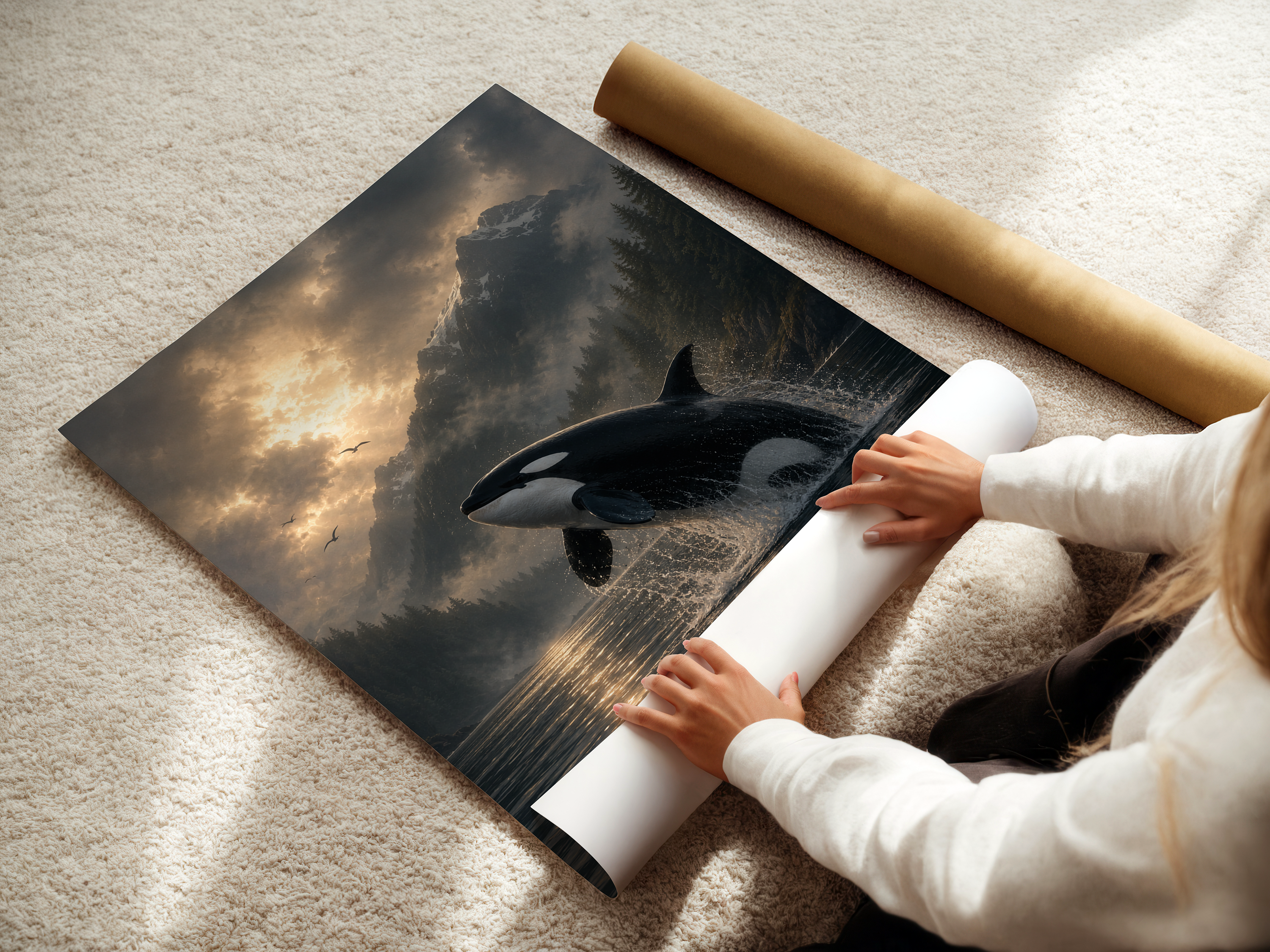Orca Whale Wall Art Canvas Print | Majestic Killer Whale Ocean Wildlife Poster