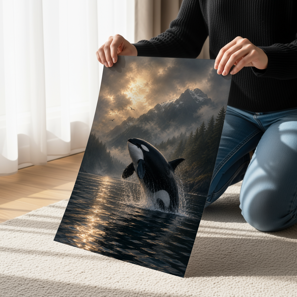 Orca Whale Wall Art Canvas Print | Majestic Killer Whale Ocean Wildlife Poster