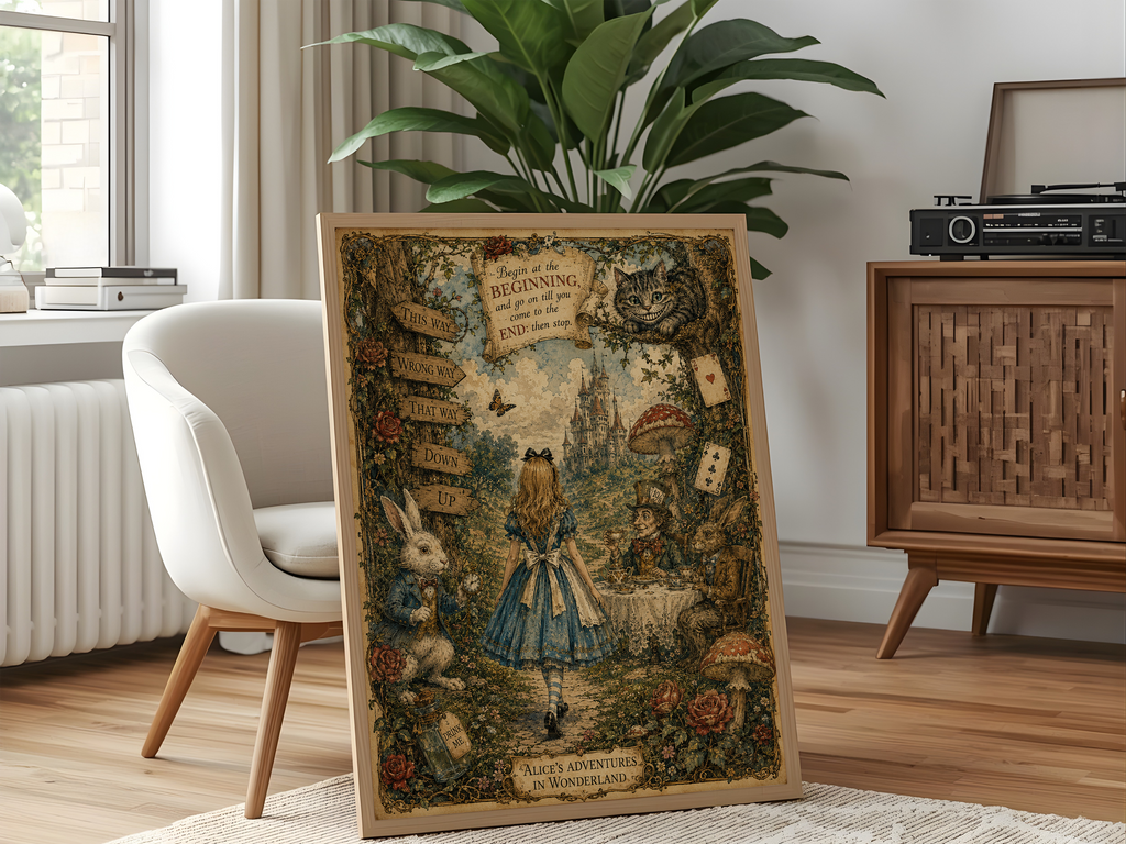 Vintage Alice in Wonderland Poster | Storybook Fairytale Wall Art Canvas Print
