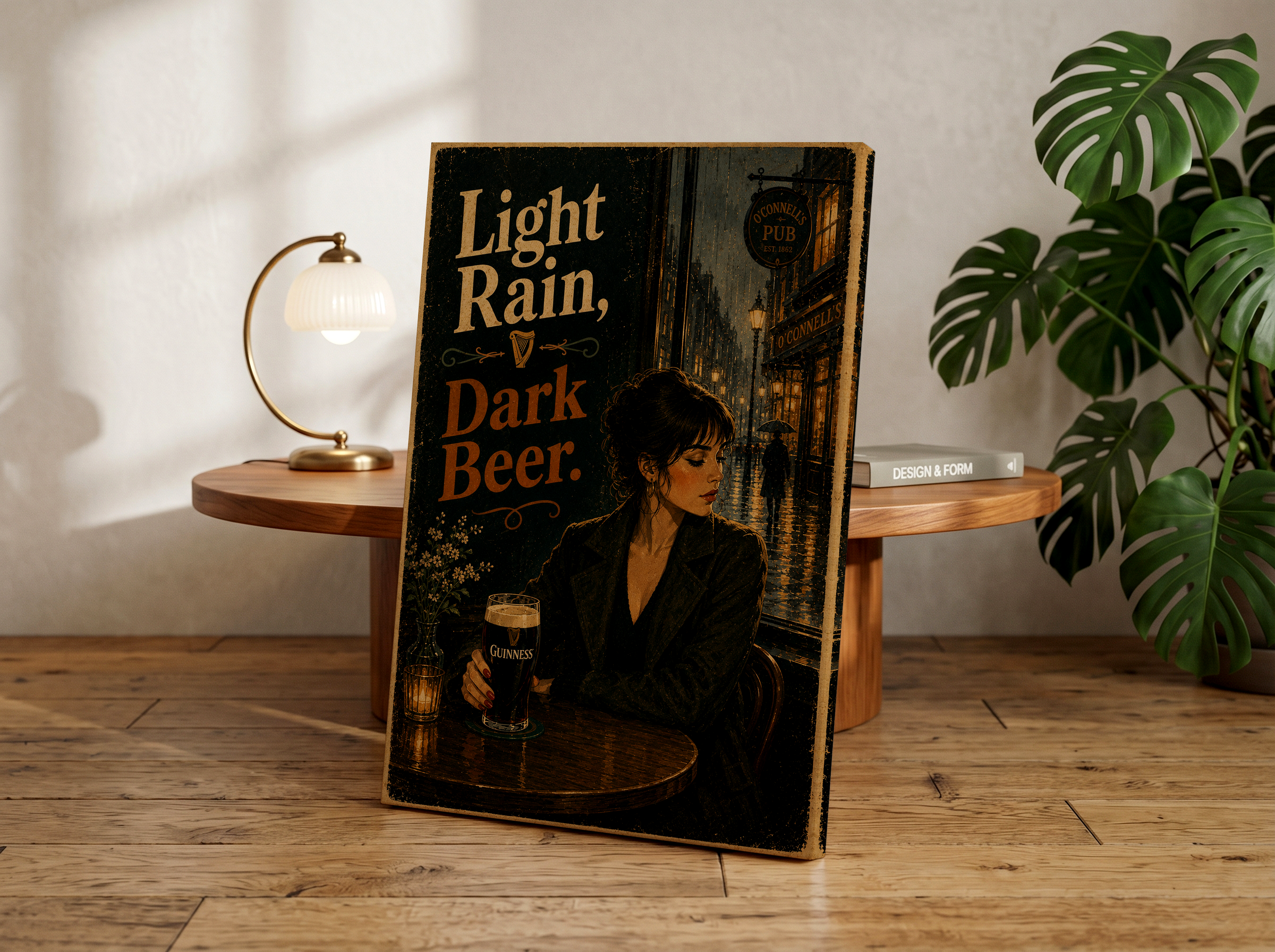Guinness Pub Poster, Moody Irish Bar Wall Art, Dublin Rain Print, Vintage Guinness Decor, Cozy Pub Artwork, Irish Beer Lover Gift