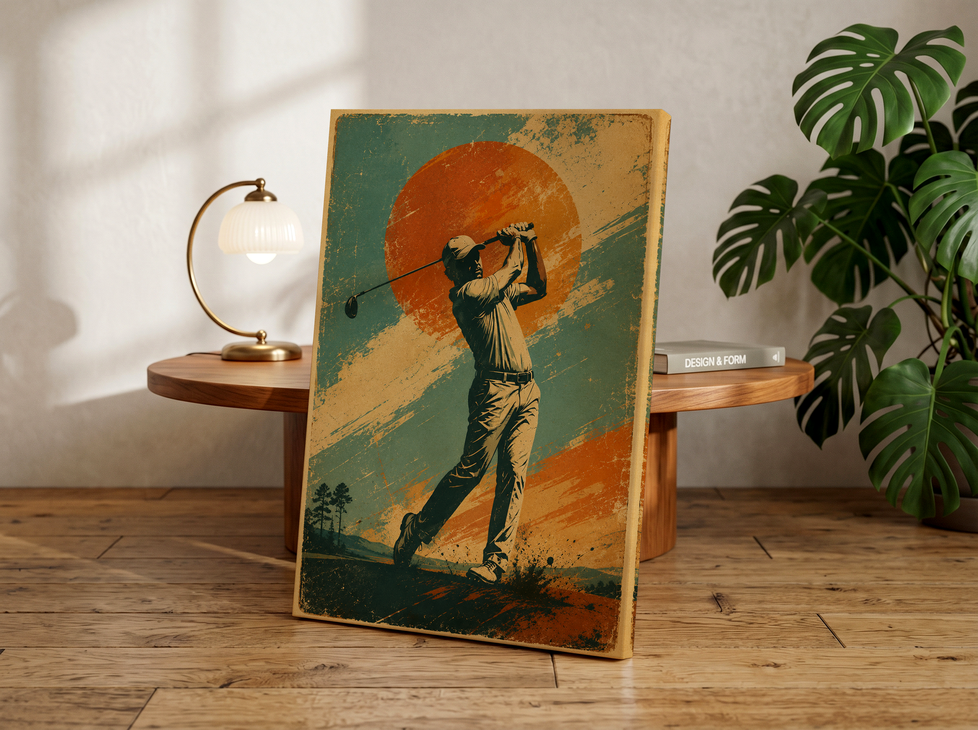Vintage Golf Poster Print, Retro Golfer Wall Art, Mid Century Golf Decor, Golf Swing Artwork, Country Club Canvas, Golf Lover Gift