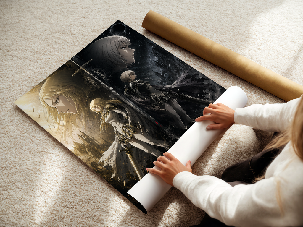 Claymore Anime Poster | Teresa & Clare Dark Fantasy Manga Wall Art Print