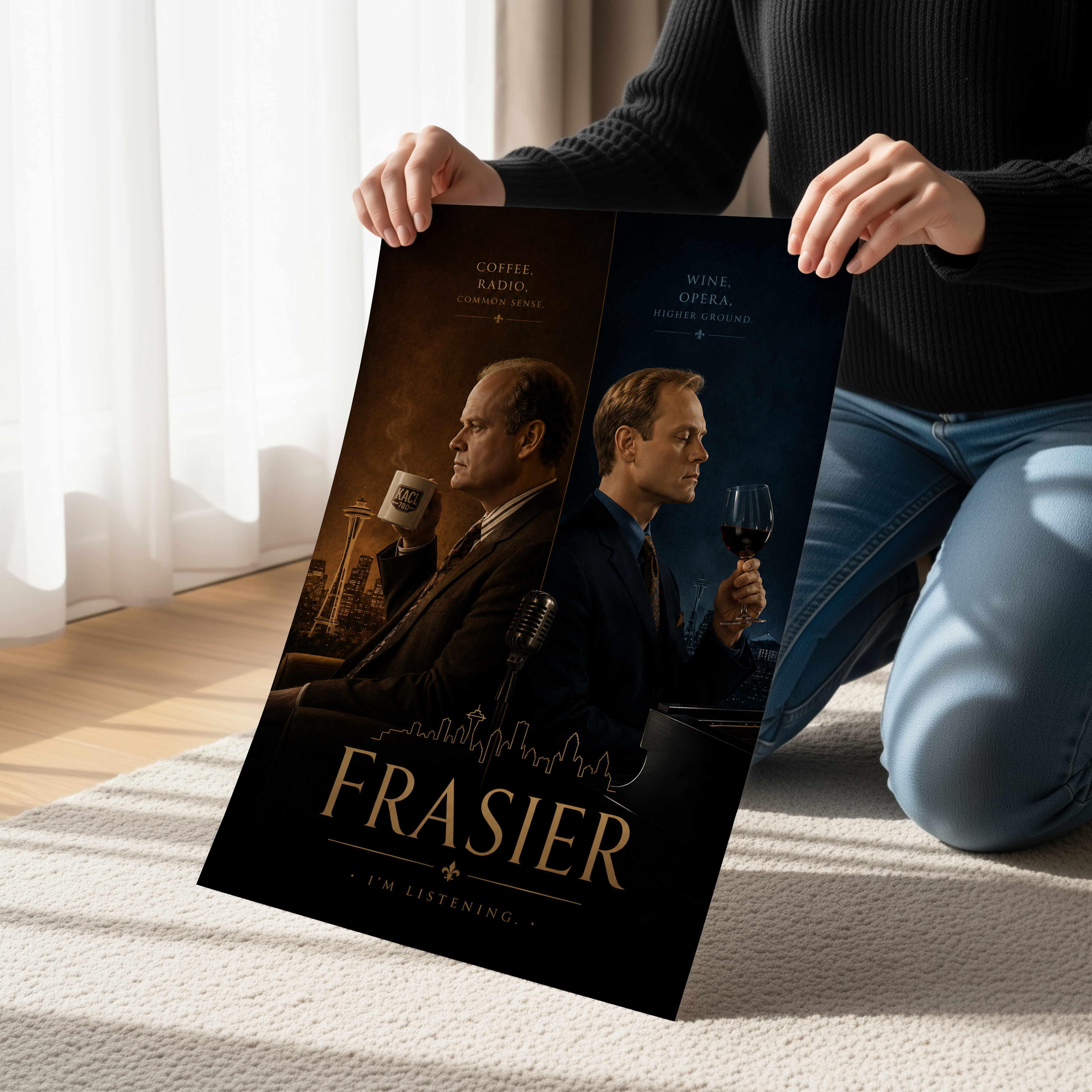 Frasier TV Show Poster | Frasier & Niles Seattle Wall Art Canvas Print