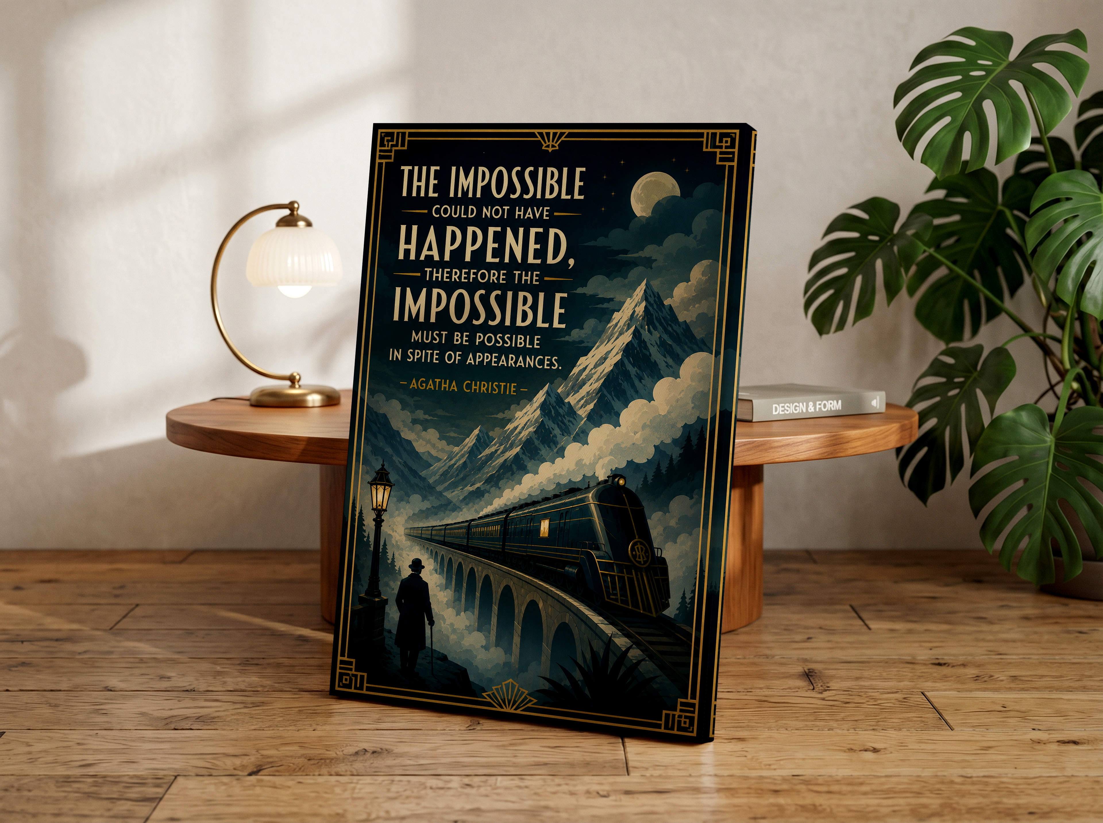 Agatha Christie Quote Poster, Impossible Must Be Possible Print, Art Deco Train Wall Art, Vintage Mystery Decor, Mountain Railway Artwork, Literary Gift