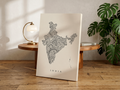 Henna India Map Wall Art, Paisley India Canvas, Henna Artwork, Indian Decor, India Outline Poster, Cultural Wall Art, Boho India Print