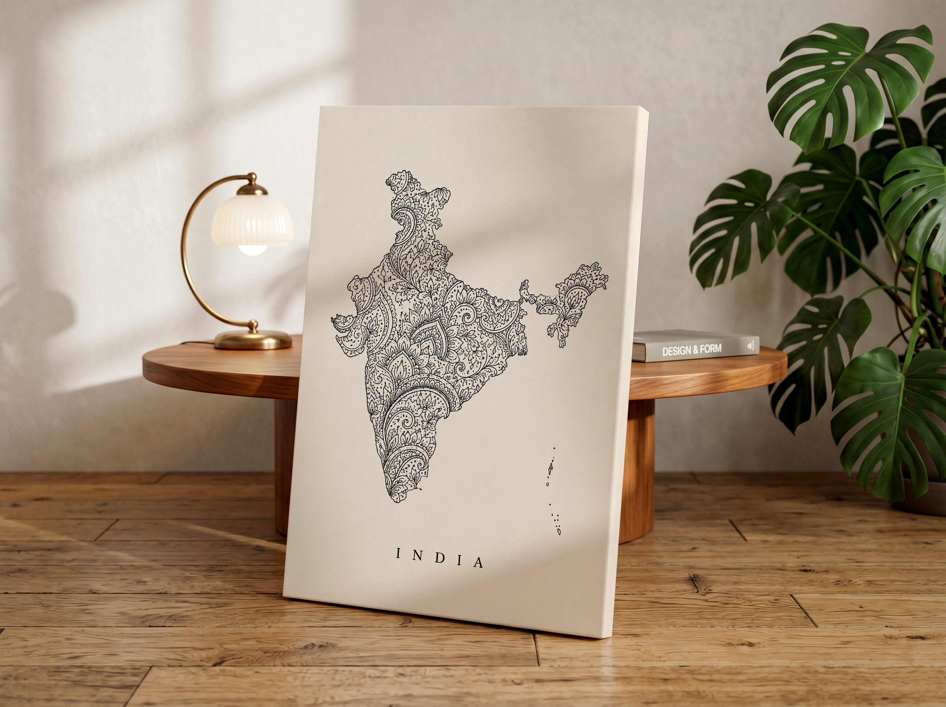 Henna India Map Wall Art, Paisley India Canvas, Henna Artwork, Indian Decor, India Outline Poster, Cultural Wall Art, Boho India Print