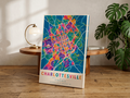 Colorful Charlottesville Map Print | Charlottesville Virginia Wall Art | Modern City Map Poster | University of Virginia Art | Vibrant Charlottesville Decor