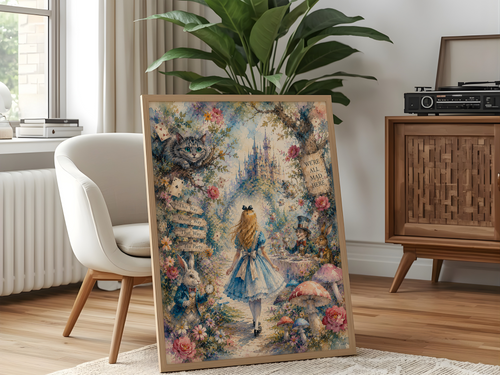 Alice in Wonderland Watercolor Poster | Whimsical Fairytale Wall Art Print