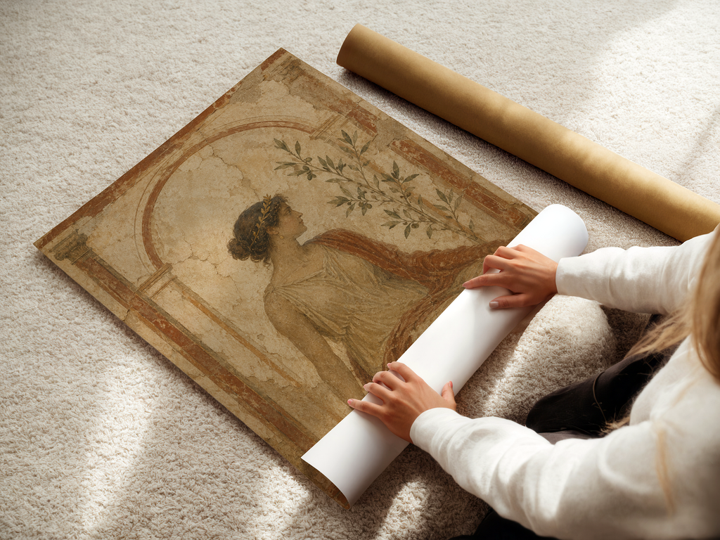 Ancient Roman Fresco Print | Minimal Classical Wall Art Canvas