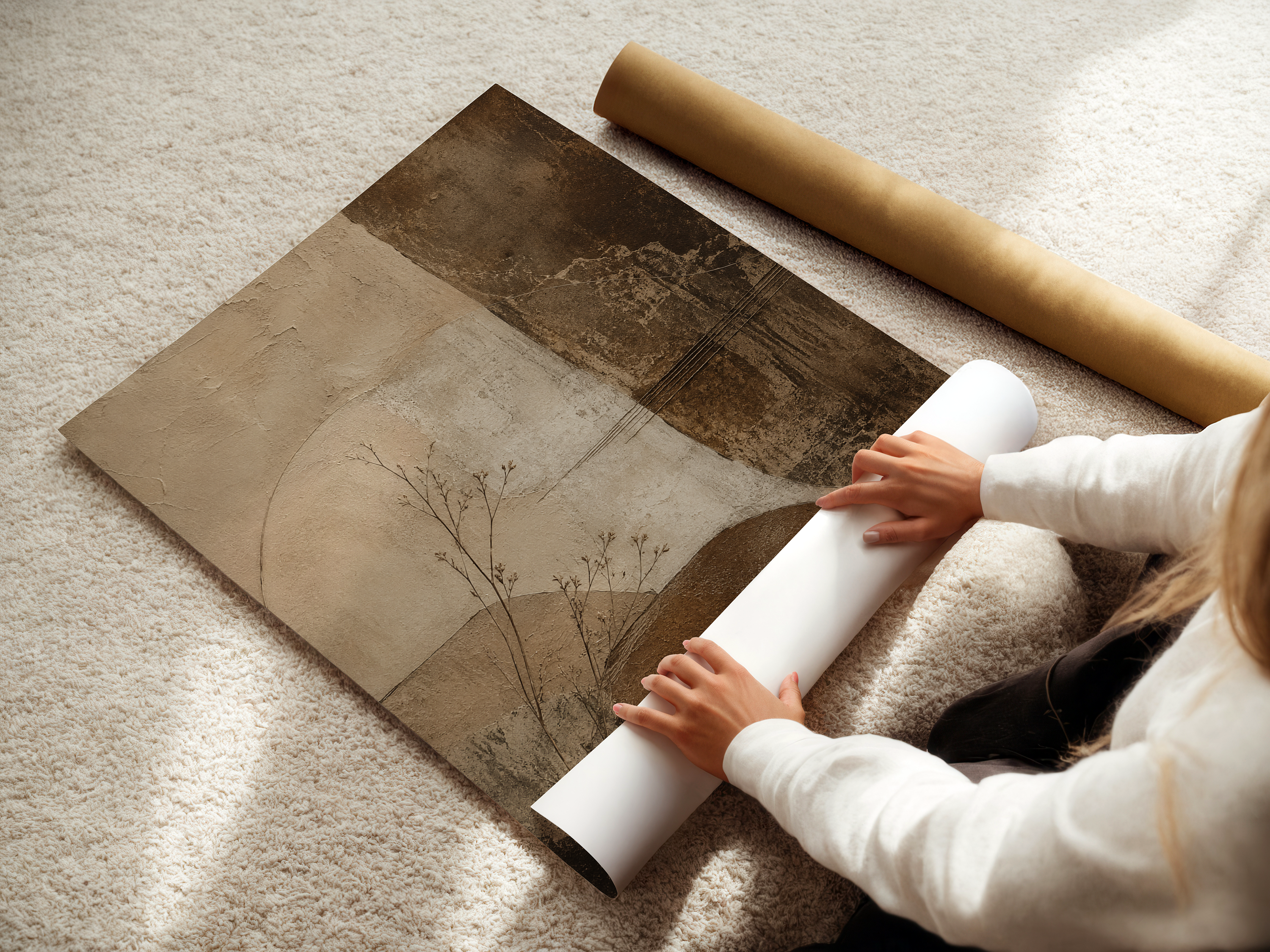 Wabi Sabi Abstract Wall Art | Minimalist Neutral Textured Canvas Print