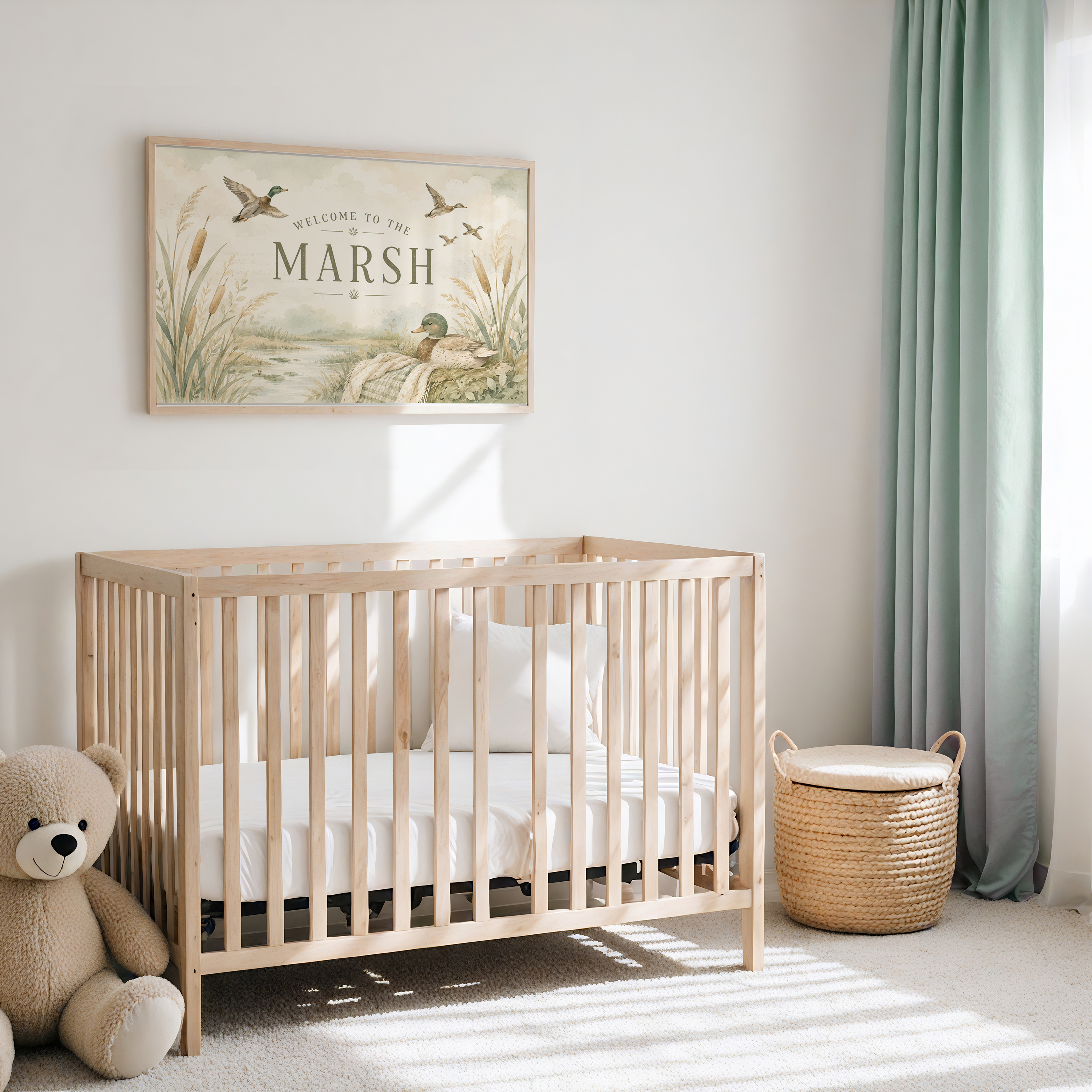 Welcome to the Marsh Wall Art, Duck Nursery Decor, Waterfowl Nursery Print, Mallard Nursery Artwork, Hunting Nursery Wall Decor, Marshland Baby Room Art