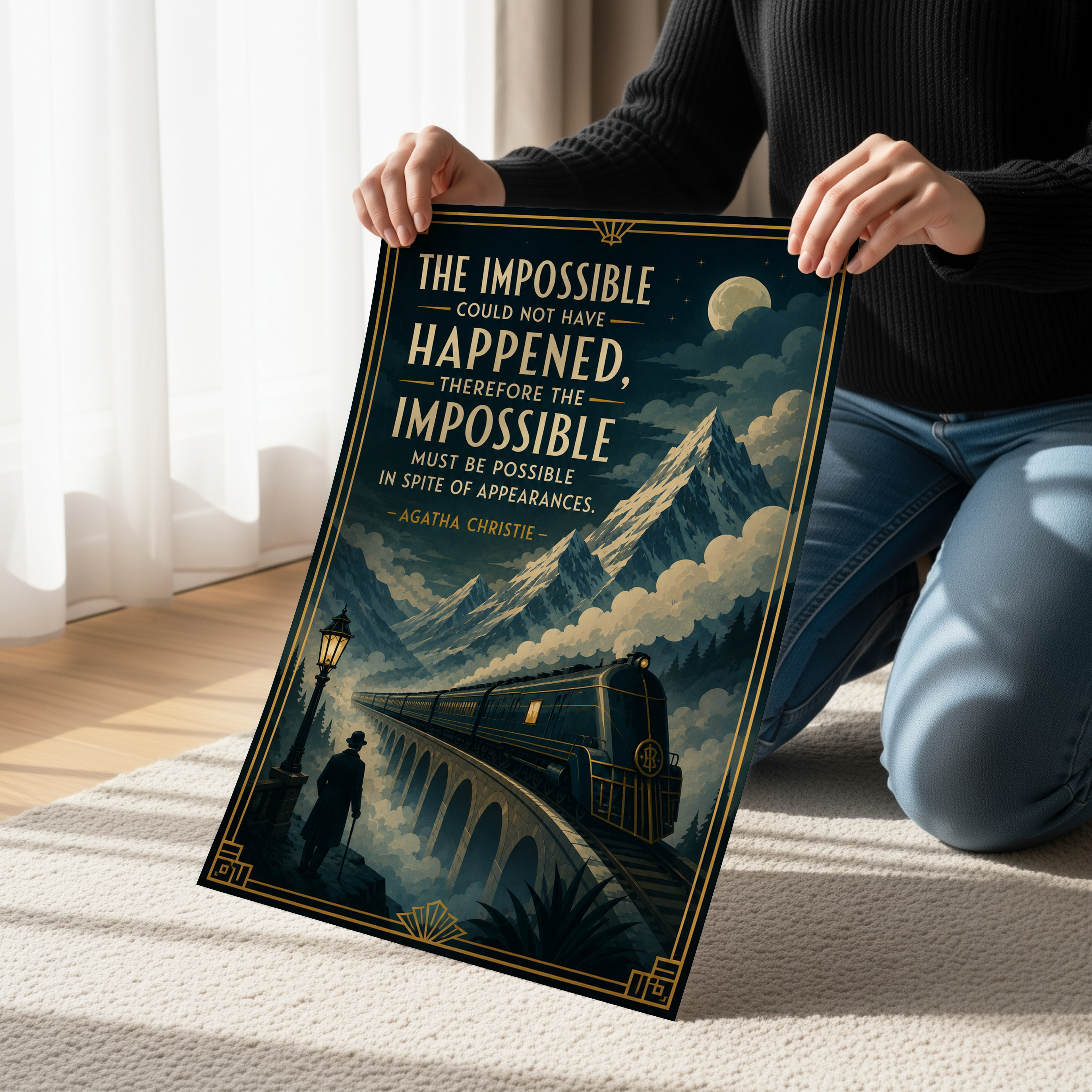 Agatha Christie Quote Poster, Art Deco Mystery Wall Art, Very Few of Us Are What We Seem, Vintage Detective Print, Dark Academia Decor