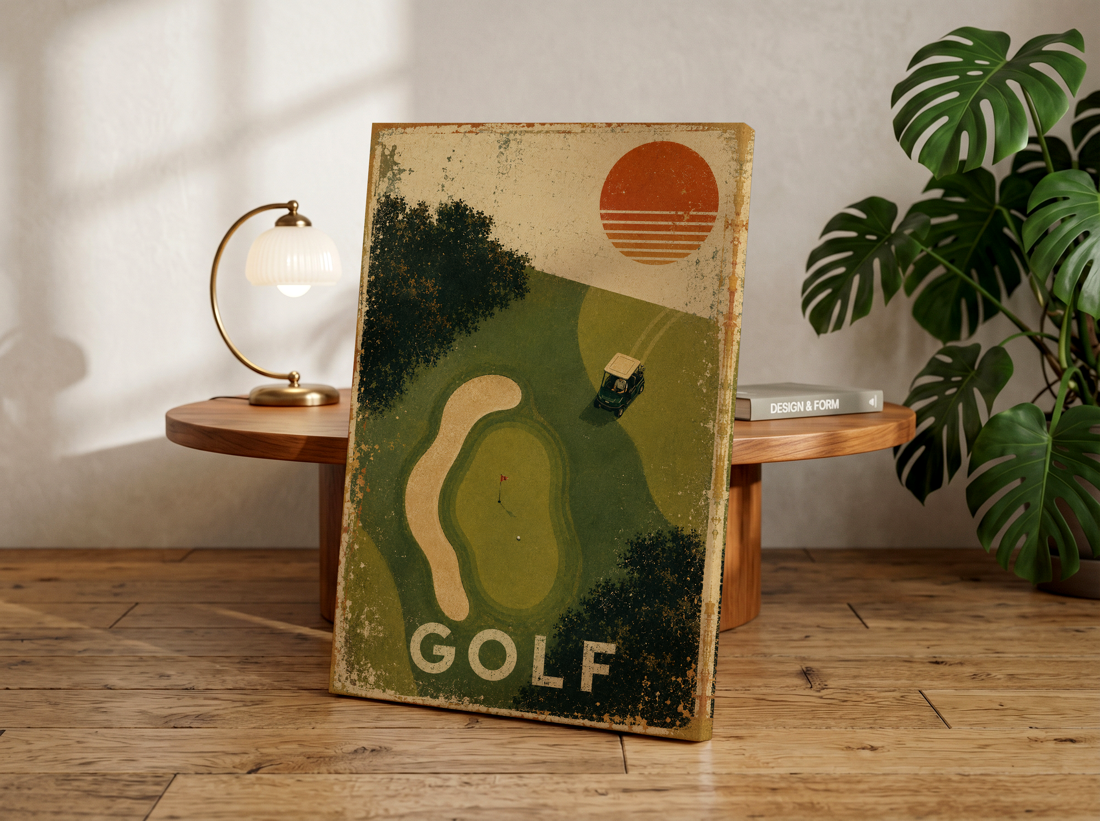 Vintage Golf Poster Print, Retro Golf Course Wall Art, Mid Century Golf Decor, Golf Lover Gift, Minimalist Golf Canvas, Country Club Artwork