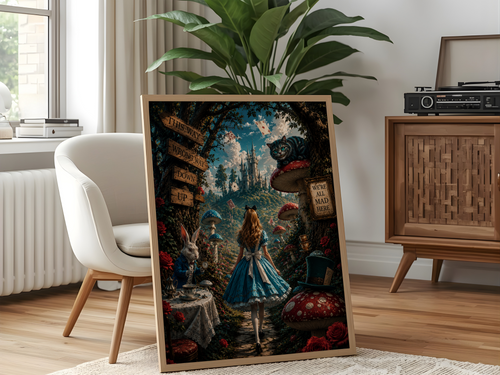 Alice in Wonderland Fantasy Poster | Whimsical Fairytale Wall Art Canvas Print