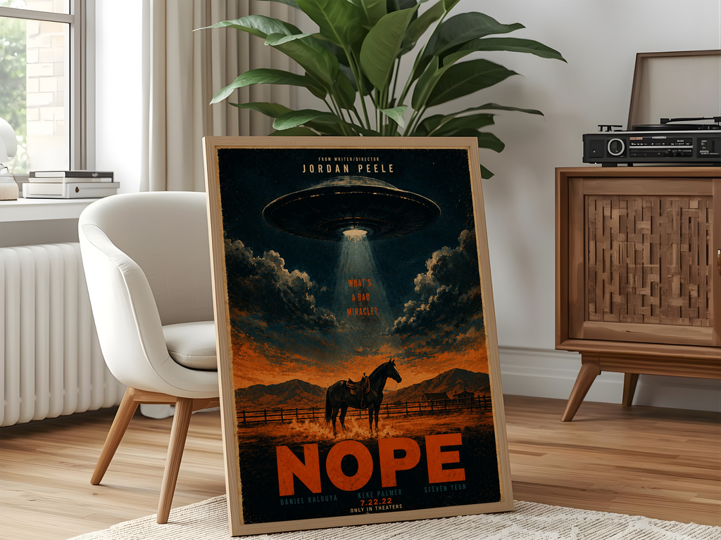 Retro Nope Movie Poster | Vintage UFO Horror Wall Art Print