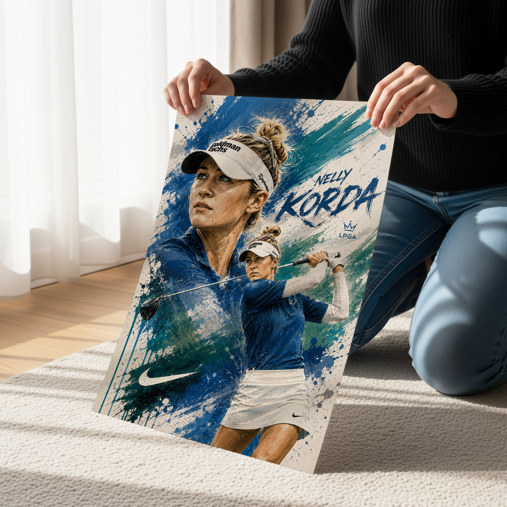 Nelly Korda Golf Poster, LPGA Wall Art, Women’s Golf Print, Modern Sports Artwork, Golf Lover Gift, Female Athlete Canvas Decor