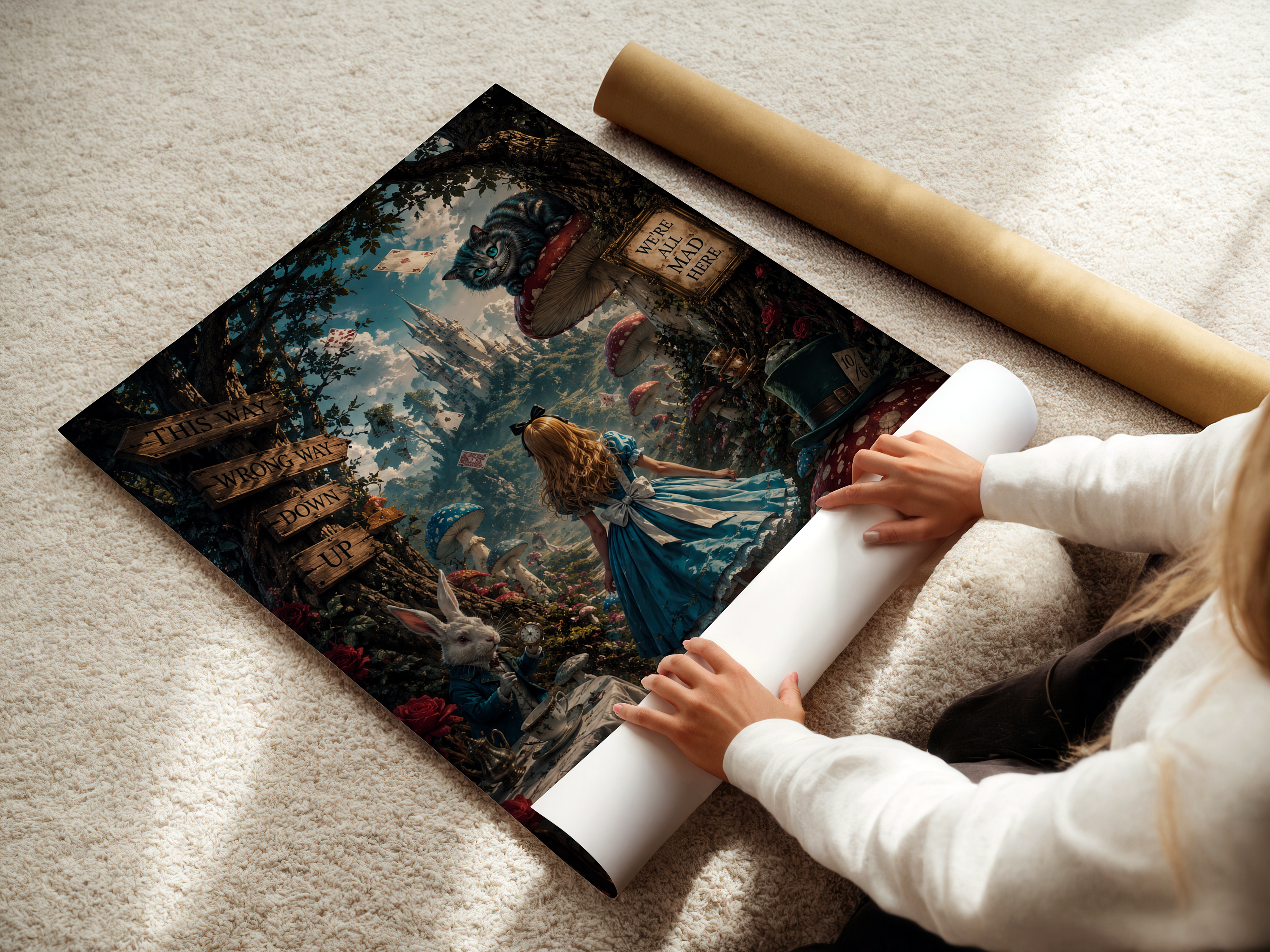 Alice in Wonderland Fantasy Poster | Whimsical Fairytale Wall Art Canvas Print