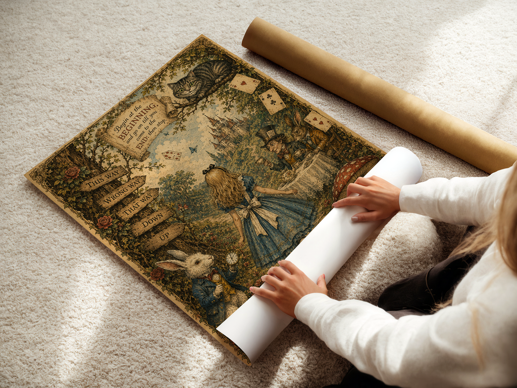 Vintage Alice in Wonderland Poster | Storybook Fairytale Wall Art Canvas Print