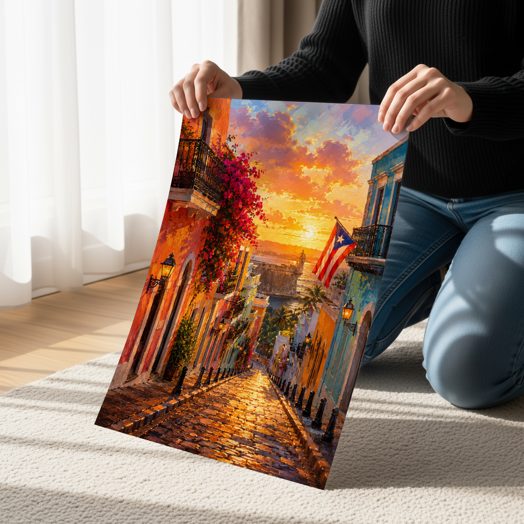San Juan Puerto Rico Sunset Poster | Vibrant Caribbean Wall Art Canvas Print