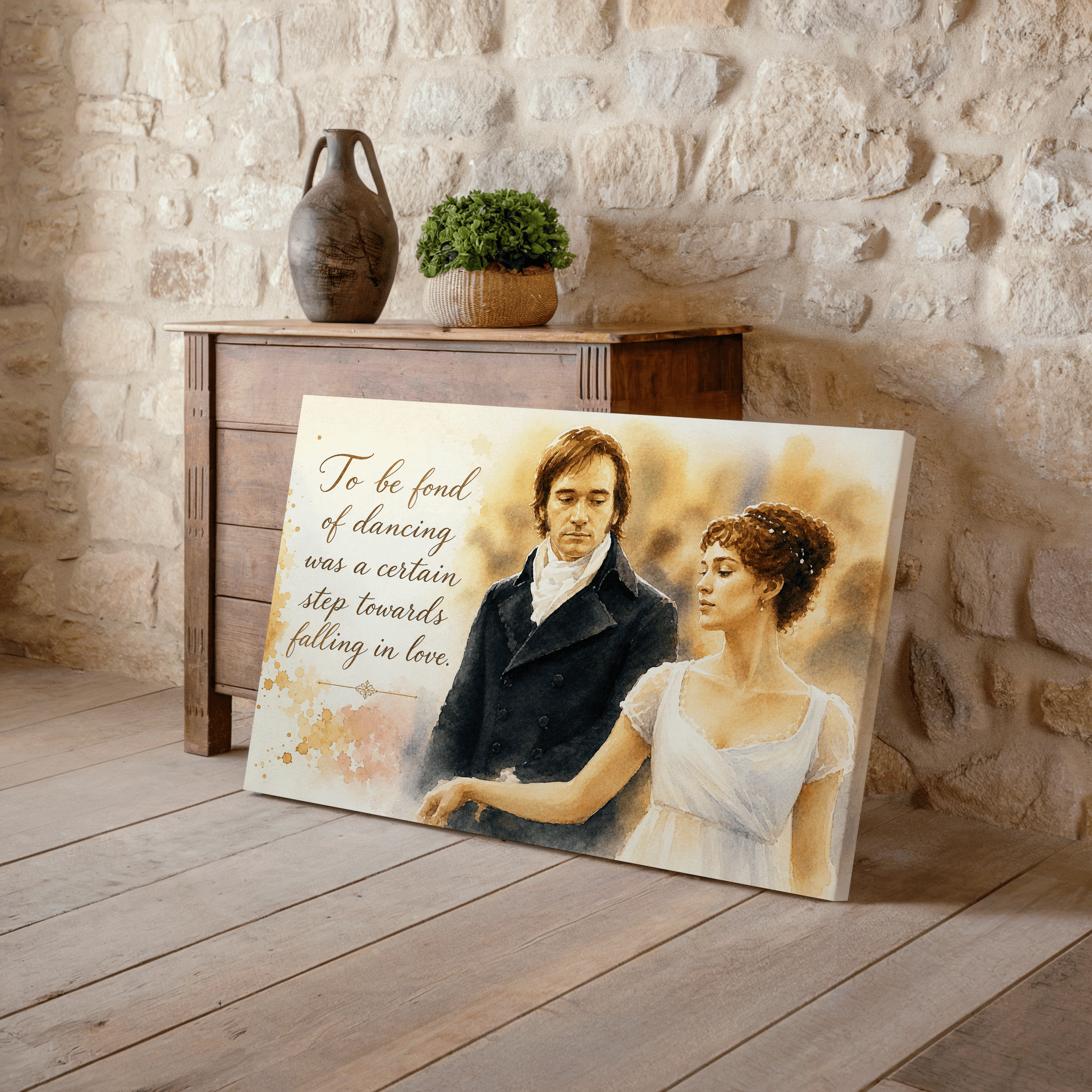 Pride and Prejudice Dancing Quote Print, Regency Watercolor Wall Art, Jane Austen Romance Poster, Literary Couple Decor