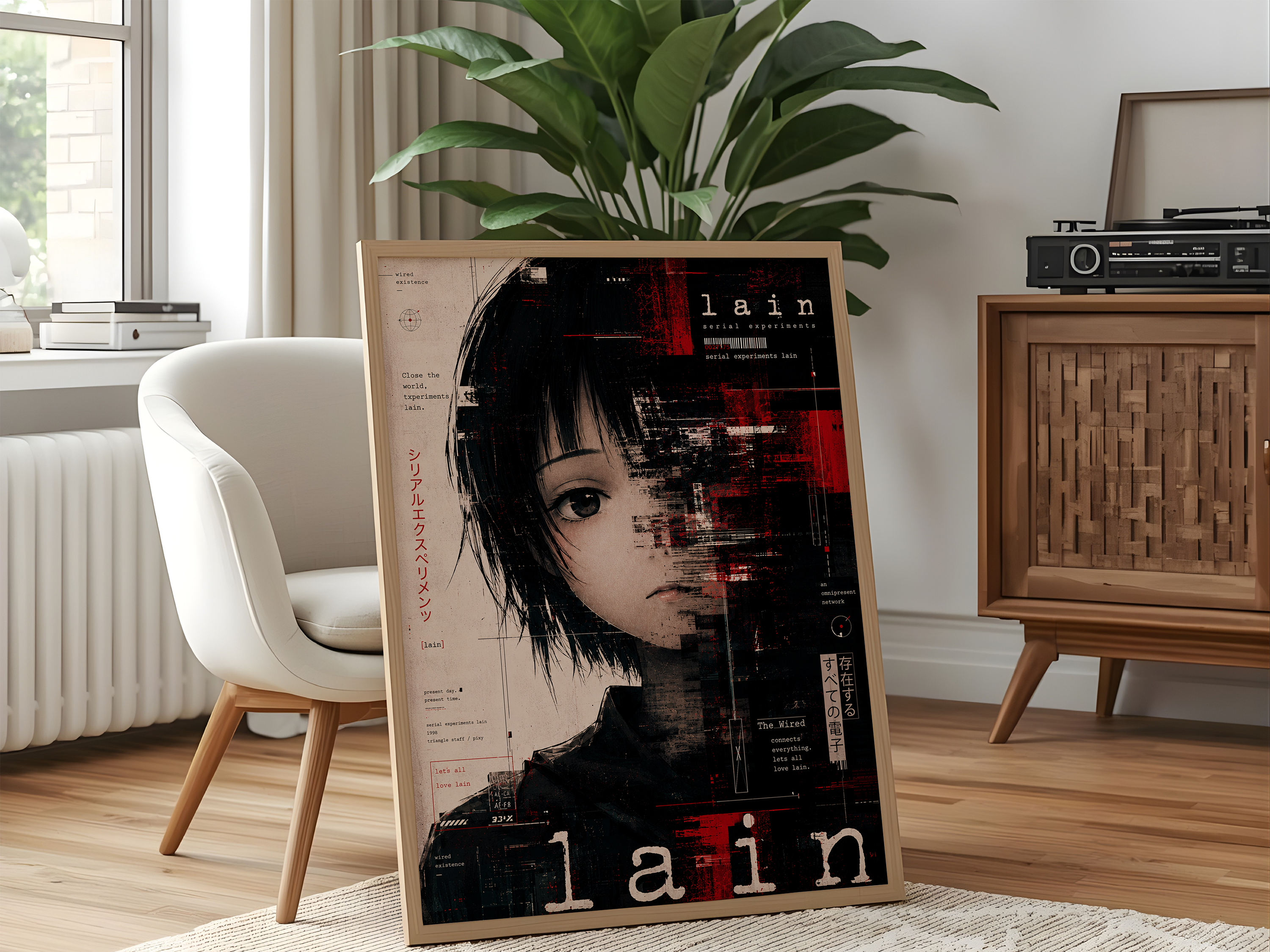 Serial Experiments Lain Glitch Poster | Cyberpunk Anime Wall Art Print