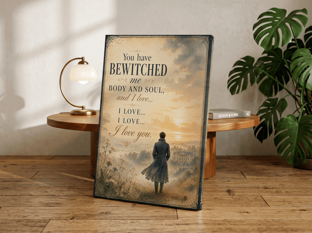 Pride and Prejudice Quote Wall Art, You Have Bewitched Me Body and Soul, Regency Romance Poster, Darcy Love Quote Print, Jane Austen Decor
