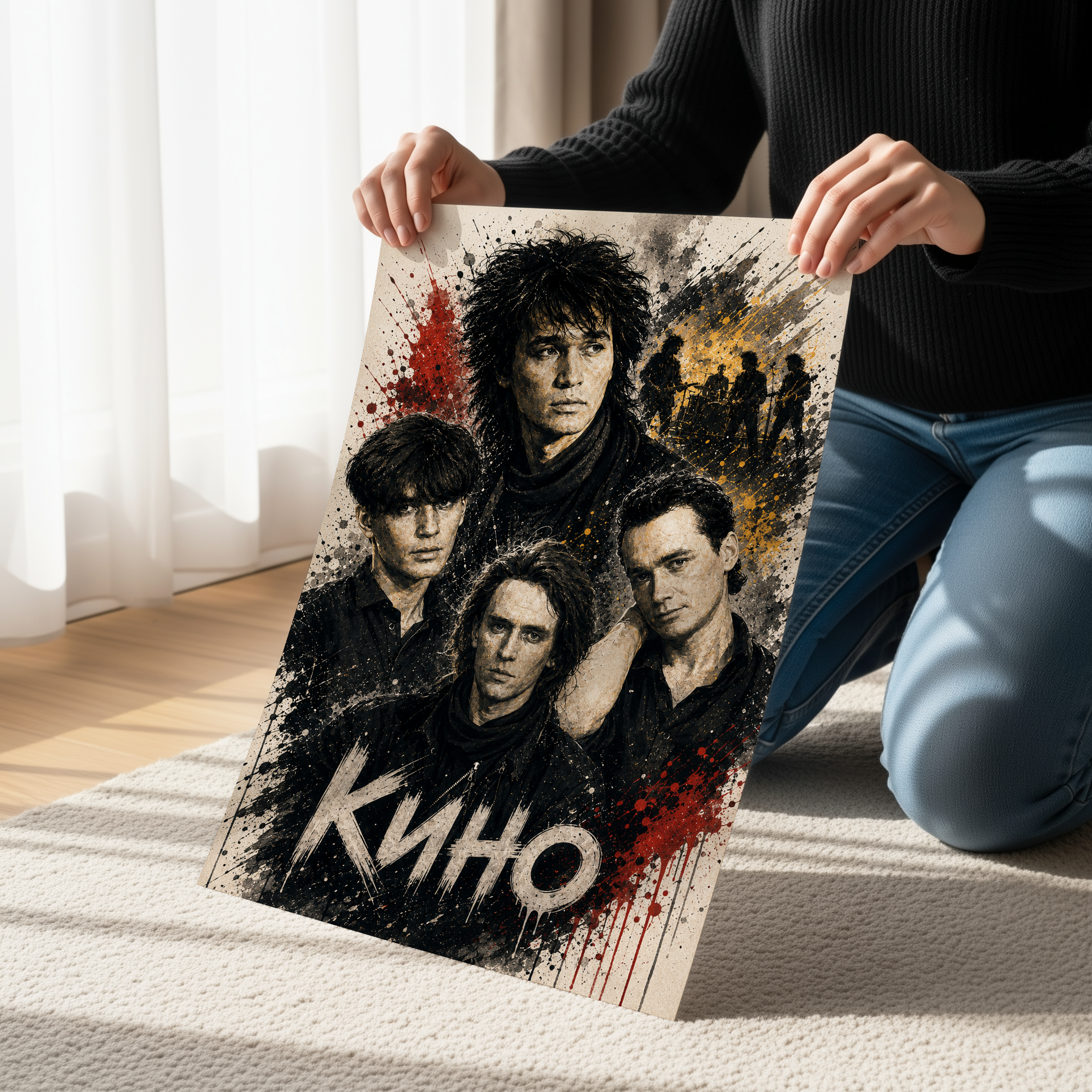 Kino Band Poster, Russian Rock Wall Art, Viktor Tsoi Music Print, Grunge Concert Artwork, Alternative Rock Decor, Soviet Rock Gift