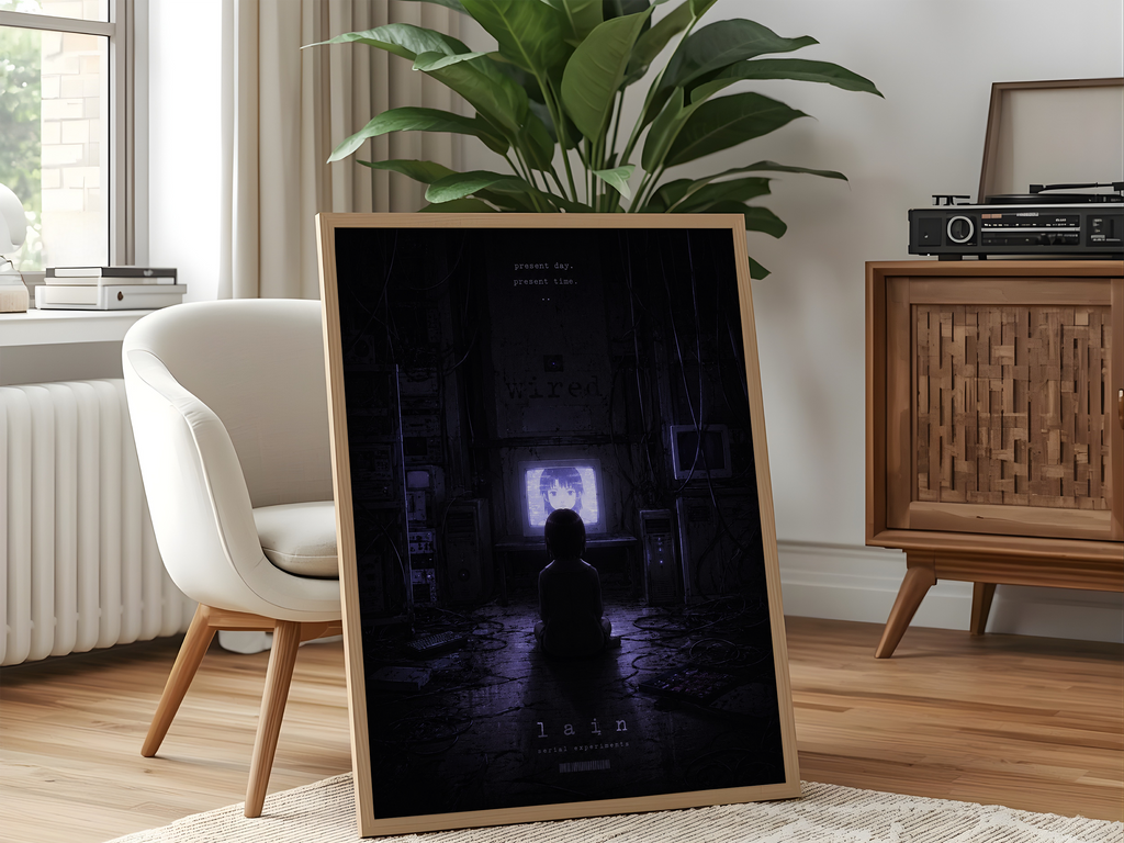 Serial Experiments Lain Poster | Dark Cyberpunk Anime Wall Art Print