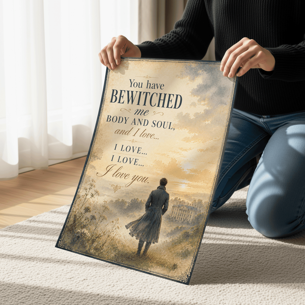 Pride and Prejudice Quote Wall Art, You Have Bewitched Me Body and Soul, Regency Romance Poster, Darcy Love Quote Print, Jane Austen Decor