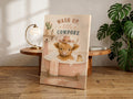 Highland Cow Bathroom Art, Watercolor Wash Up Little Cowpoke Print, Western Nursery Decor