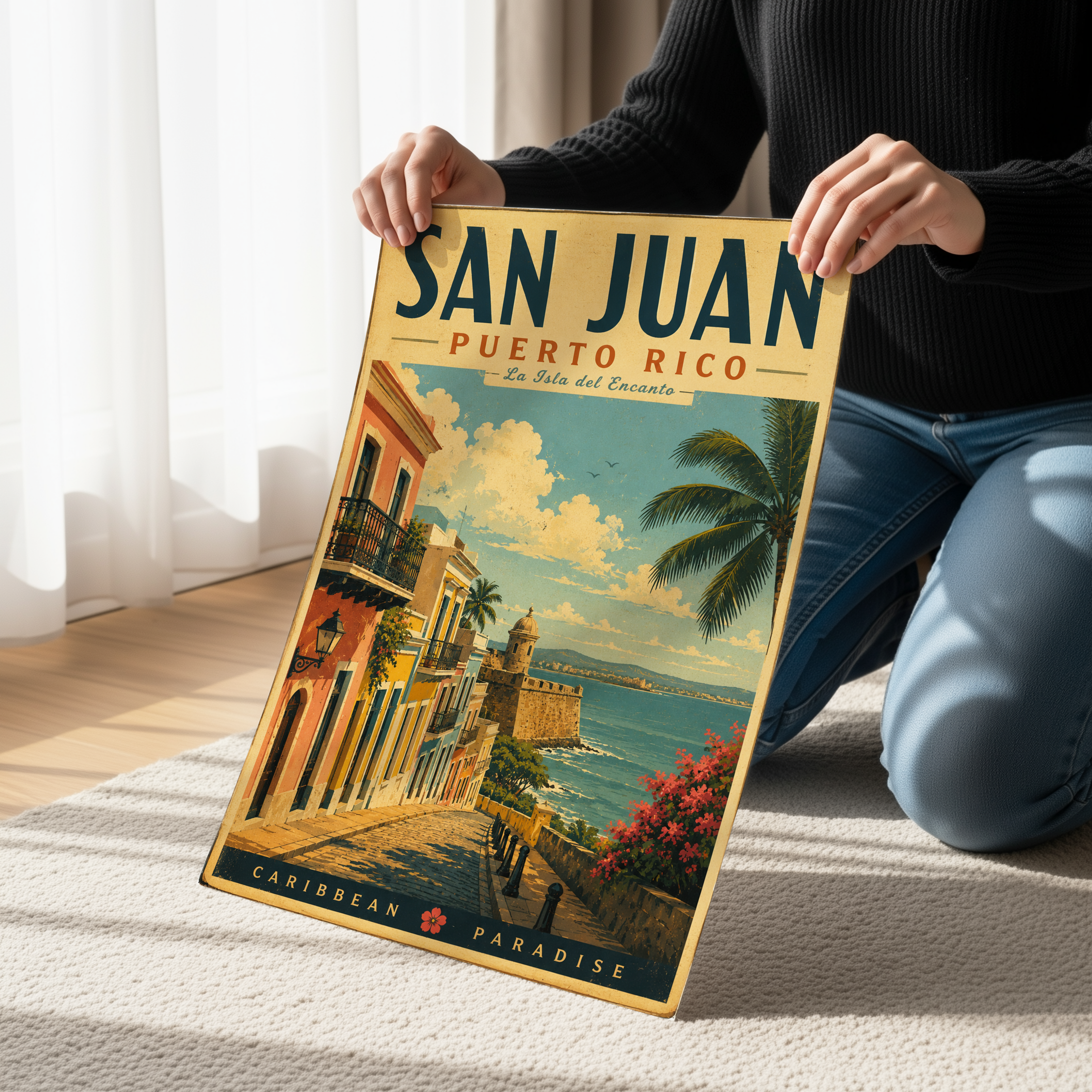 San Juan Puerto Rico Travel Poster | Vintage Caribbean Wall Art Canvas Print