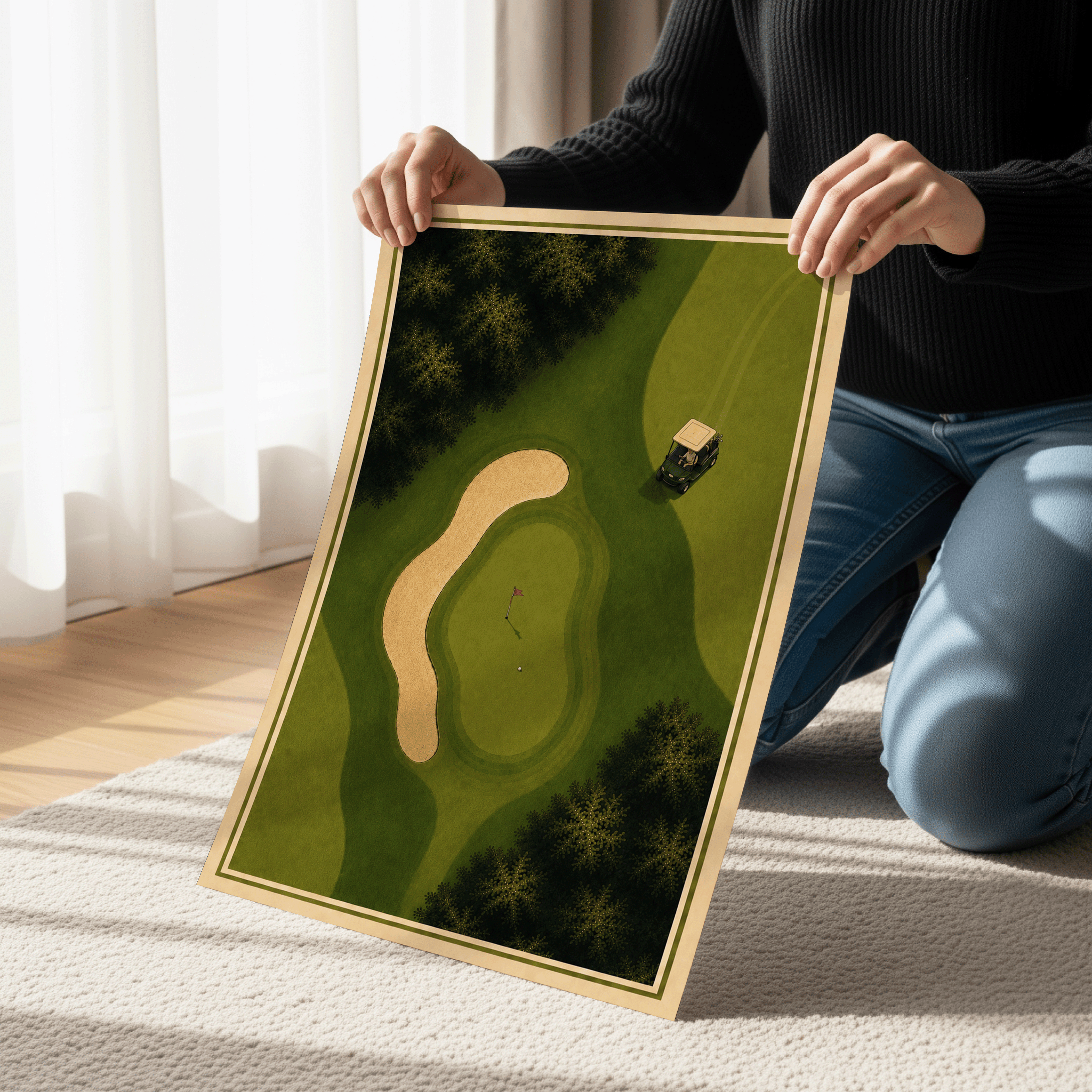 Minimalist Golf Course Wall Art, Vintage Golf Poster, Country Club Decor, Retro Golf Canvas Print, Golf Lover Gift, Mid Century Golf Artwork