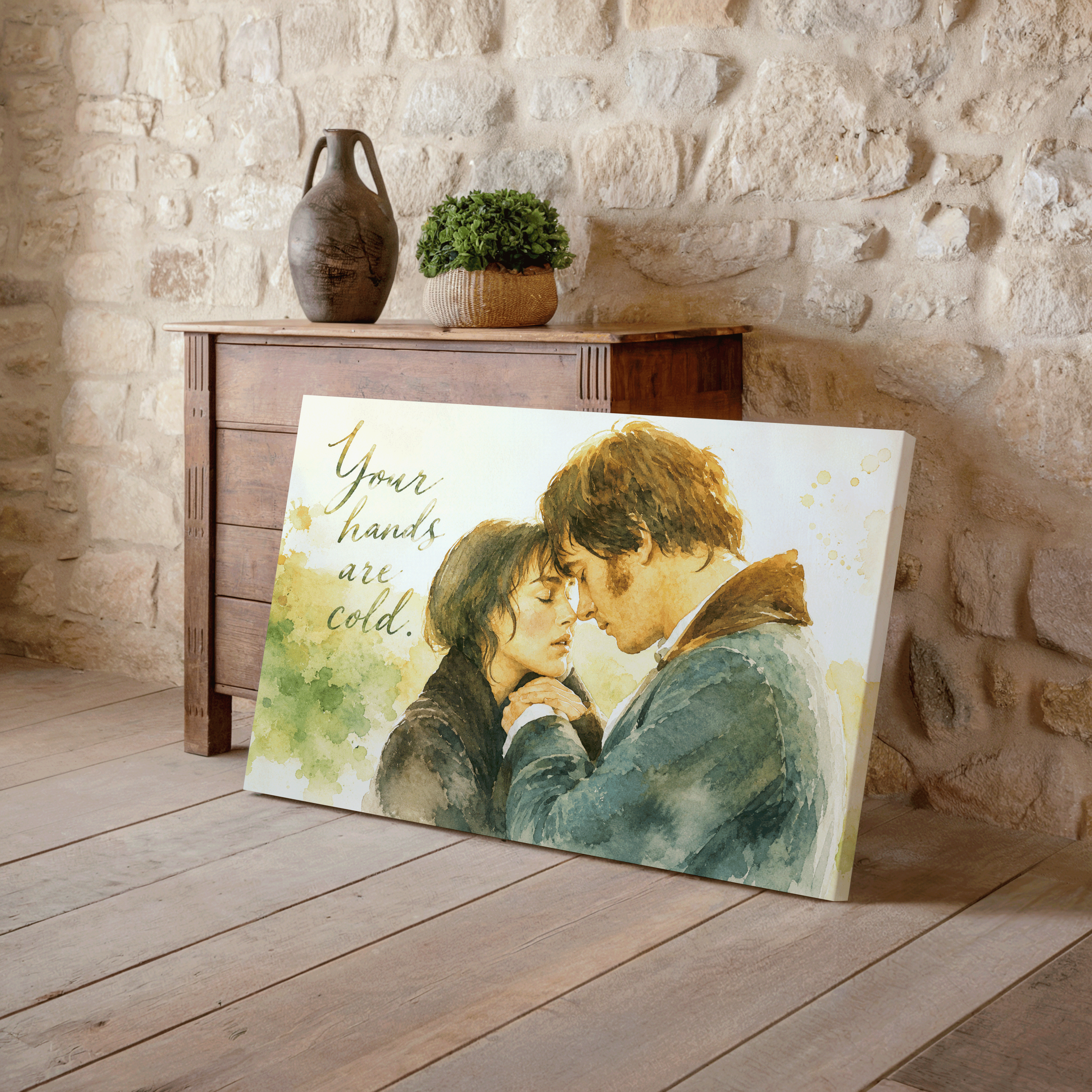 Pride and Prejudice Watercolor Print, Your Hands Are Cold Quote Art, Romantic Regency Wall Decor, Darcy and Elizabeth Inspired Poster