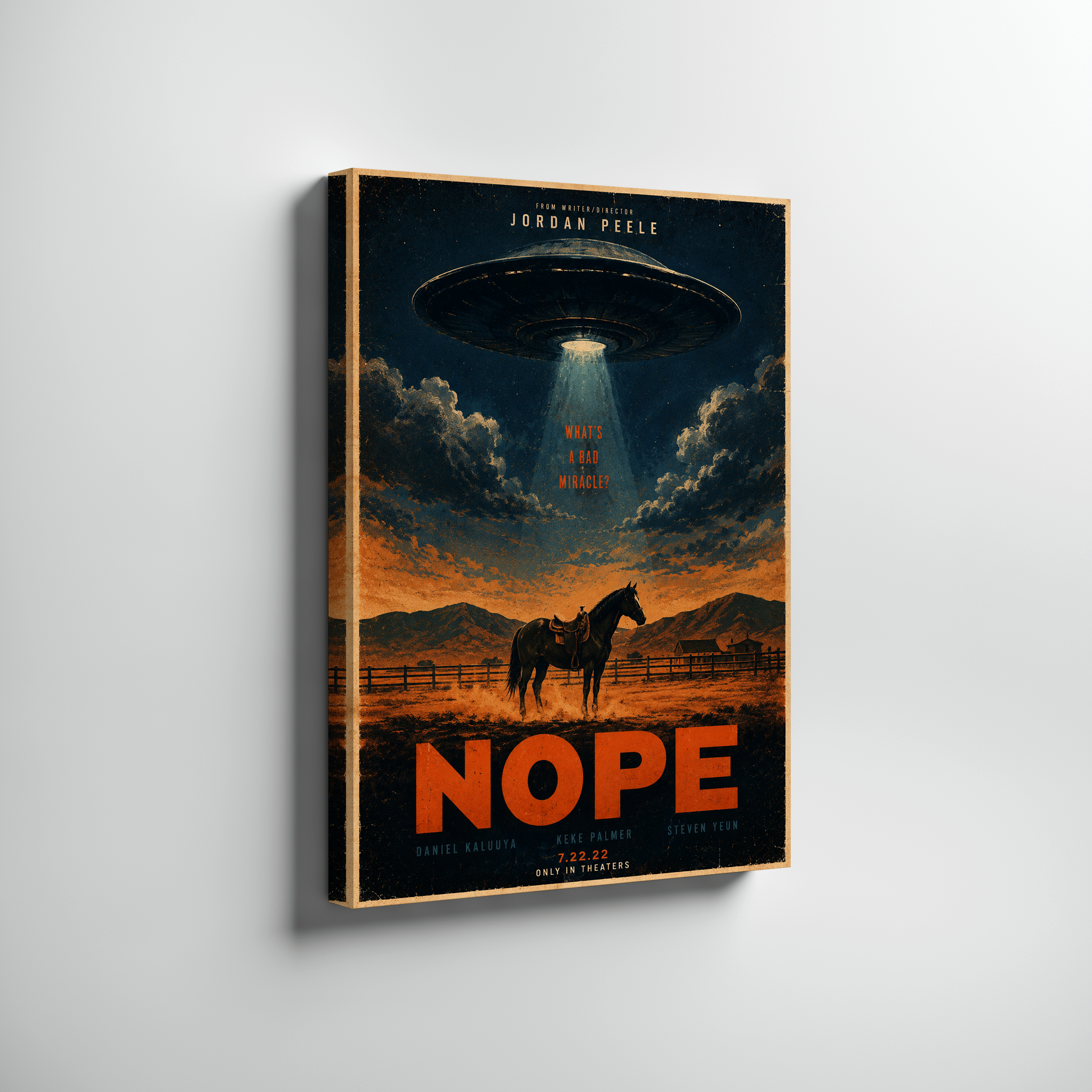 Retro Nope Movie Poster | Vintage UFO Horror Wall Art Print