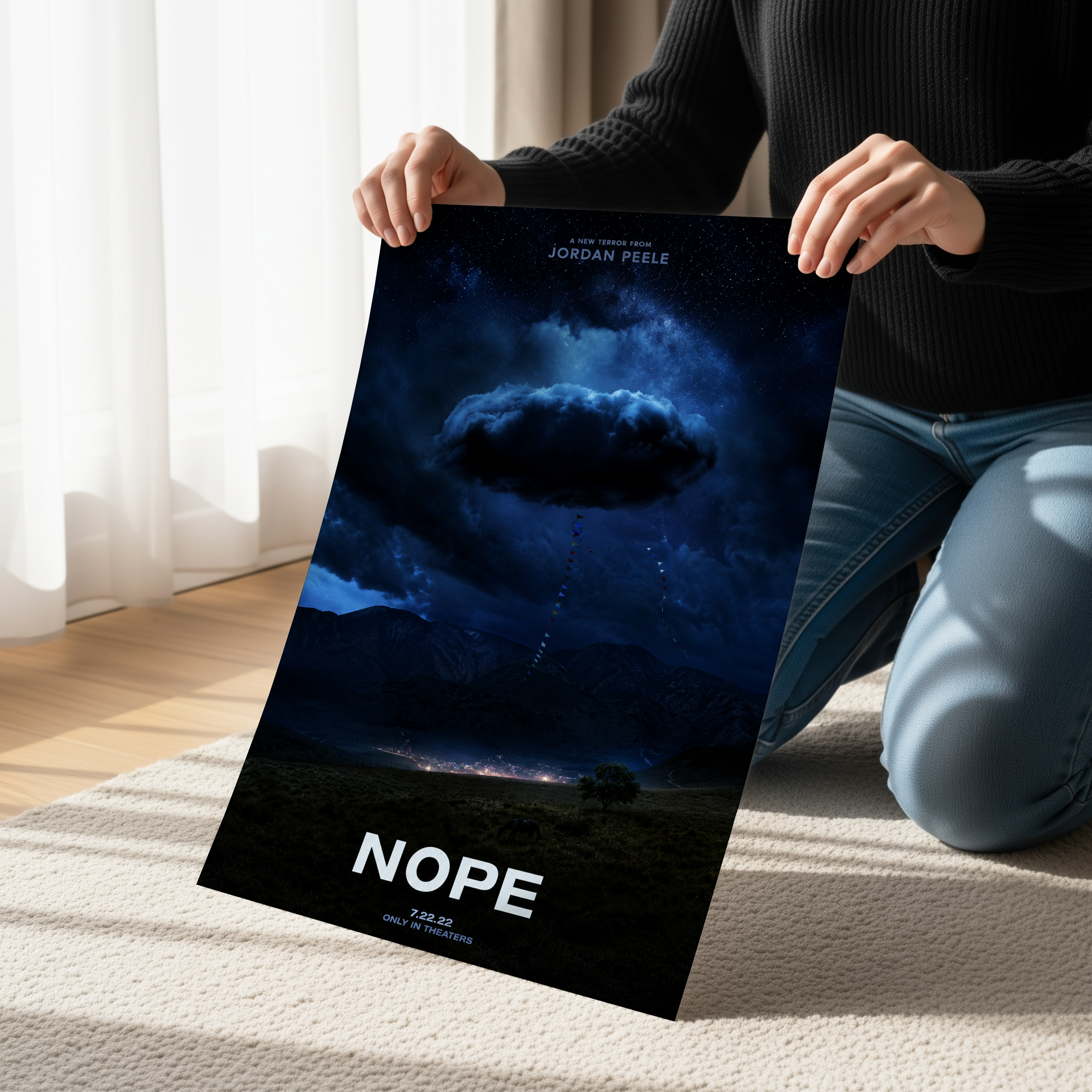 Nope Inspired Horror Poster | Sci-Fi Thriller Movie Wall Art