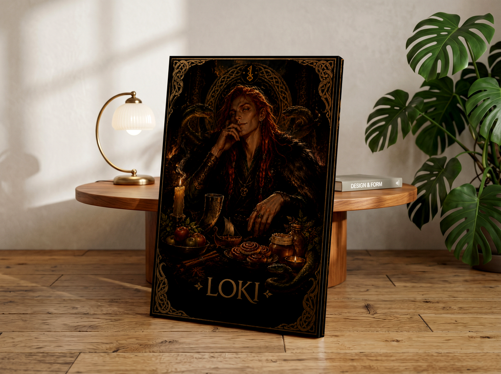 Loki Norse Mythology Poster, Viking God Wall Art, Dark Fantasy Decor, Norse Pagan Artwork, Mythological Print, Scandinavian Mythology Gift