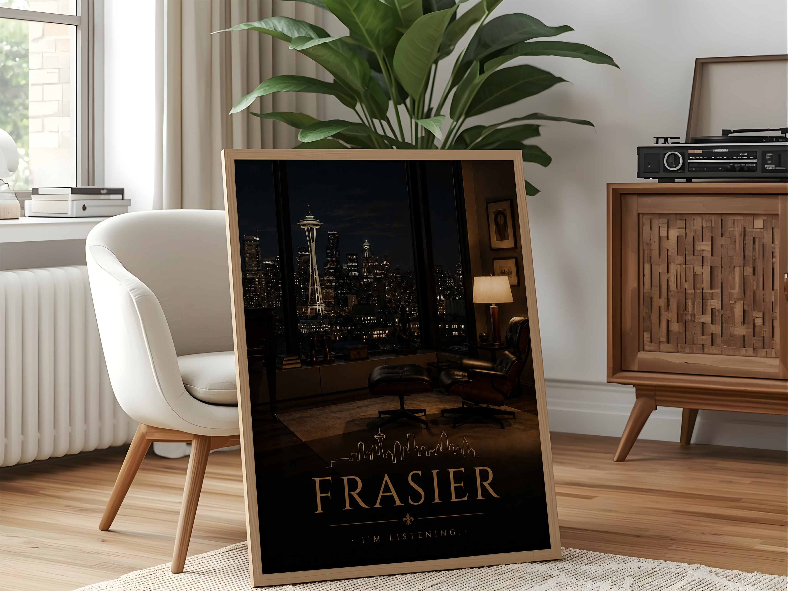 Frasier TV Show Poster | Seattle Skyline Apartment Wall Art Canvas Print