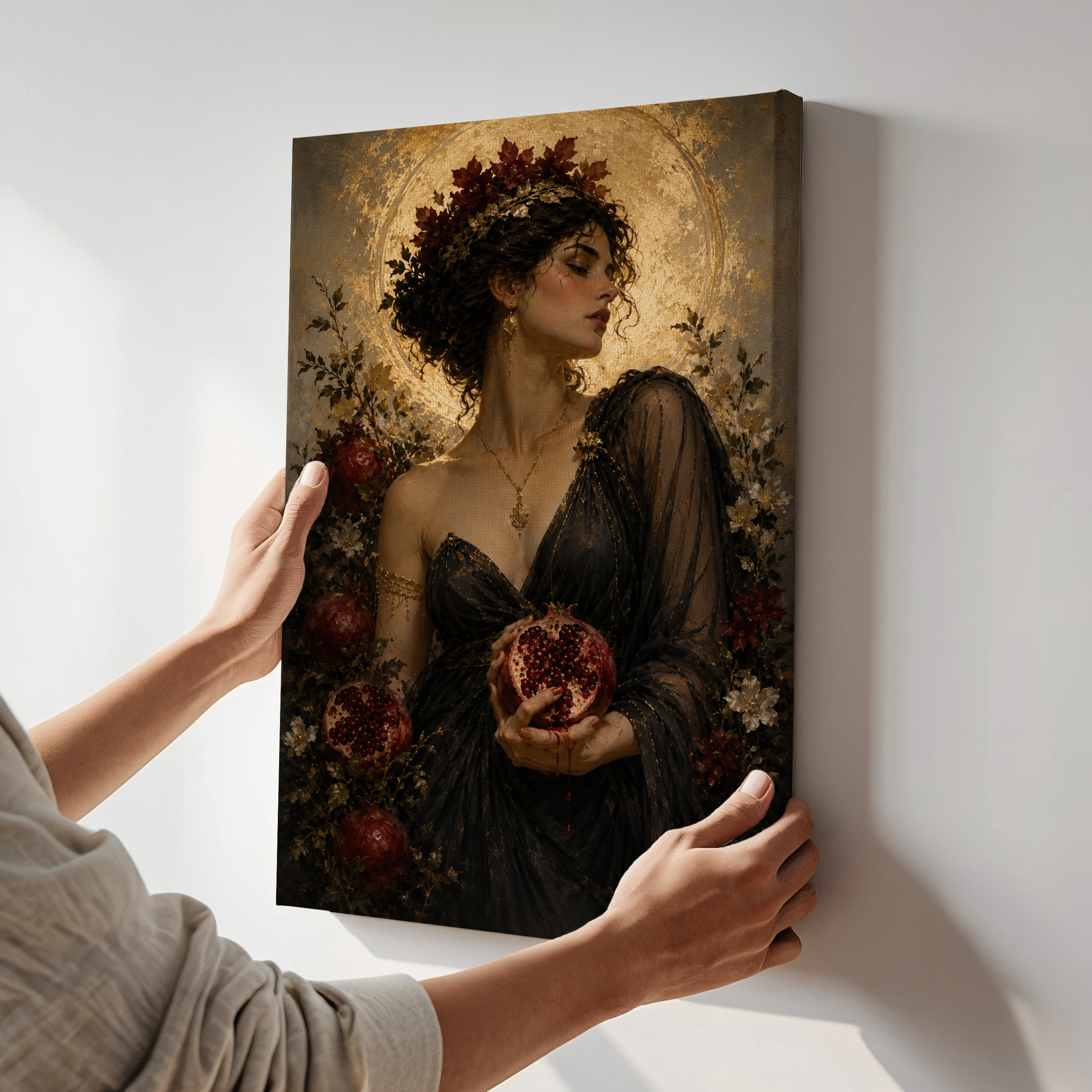 Persephone Goddess Wall Art | Dark Feminine Mythology Canvas Print
